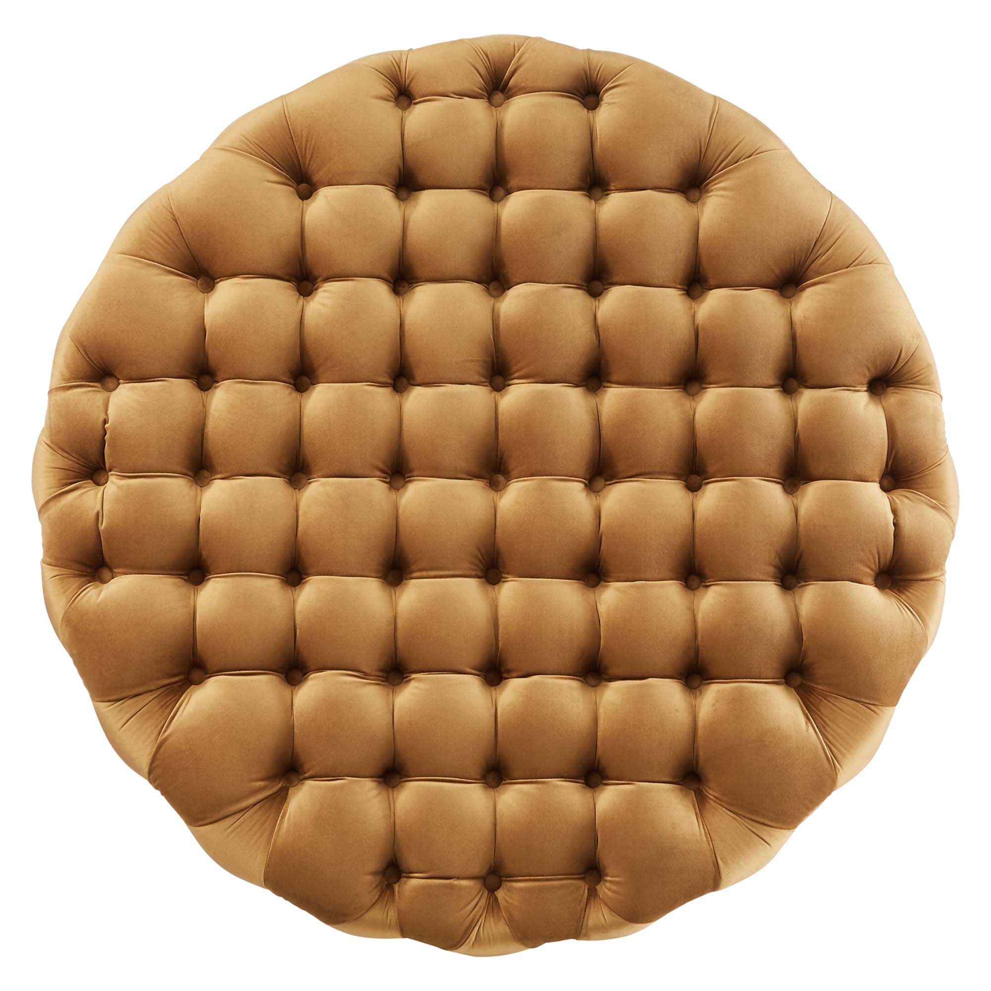 Amour Tufted Button Large Round Performance Velvet Ottoman - Pink