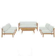 Bayport 6 Piece Outdoor Patio Teak Set - Natural White
