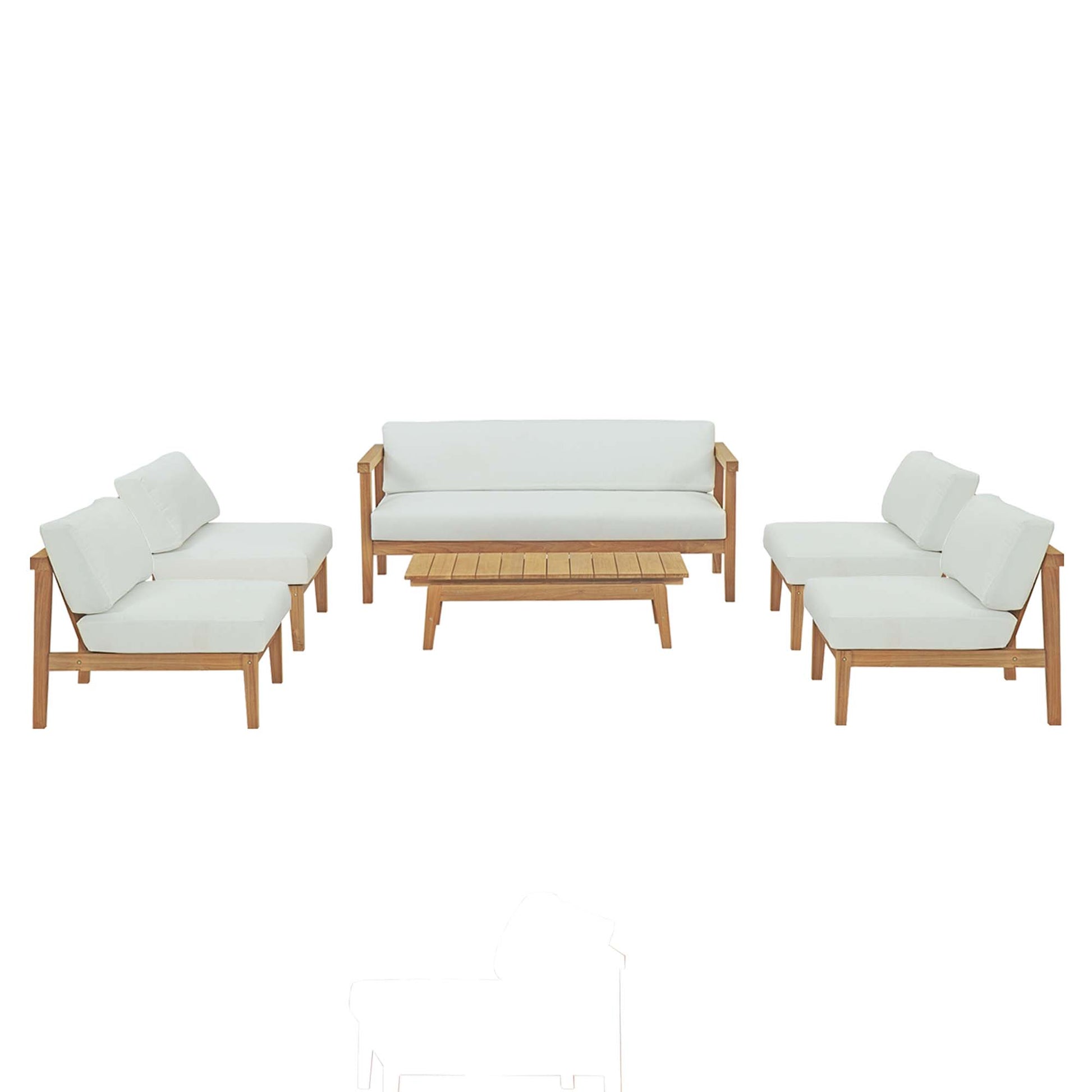 Bayport 6 Piece Outdoor Patio Teak Set - Natural White