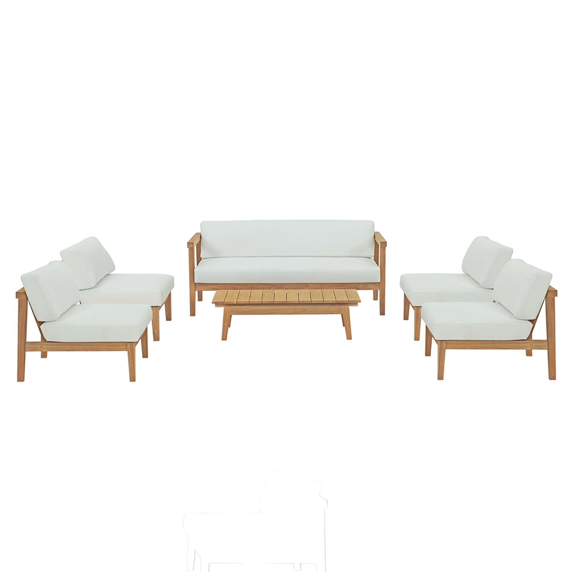 Bayport 6 Piece Outdoor Patio Teak Set - Natural White