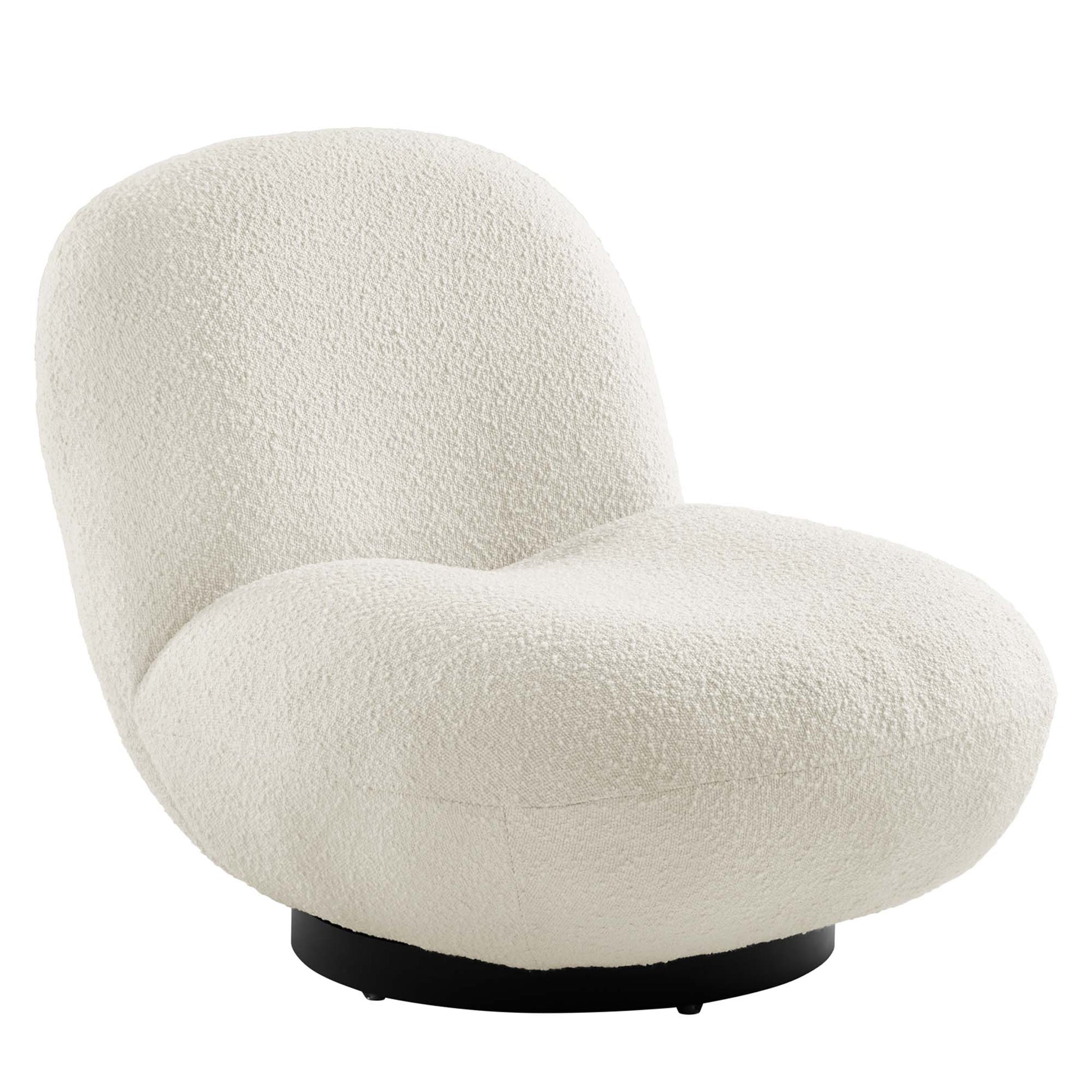 Kindred Boucle Upholstered Swivel Chair - Black Ivory