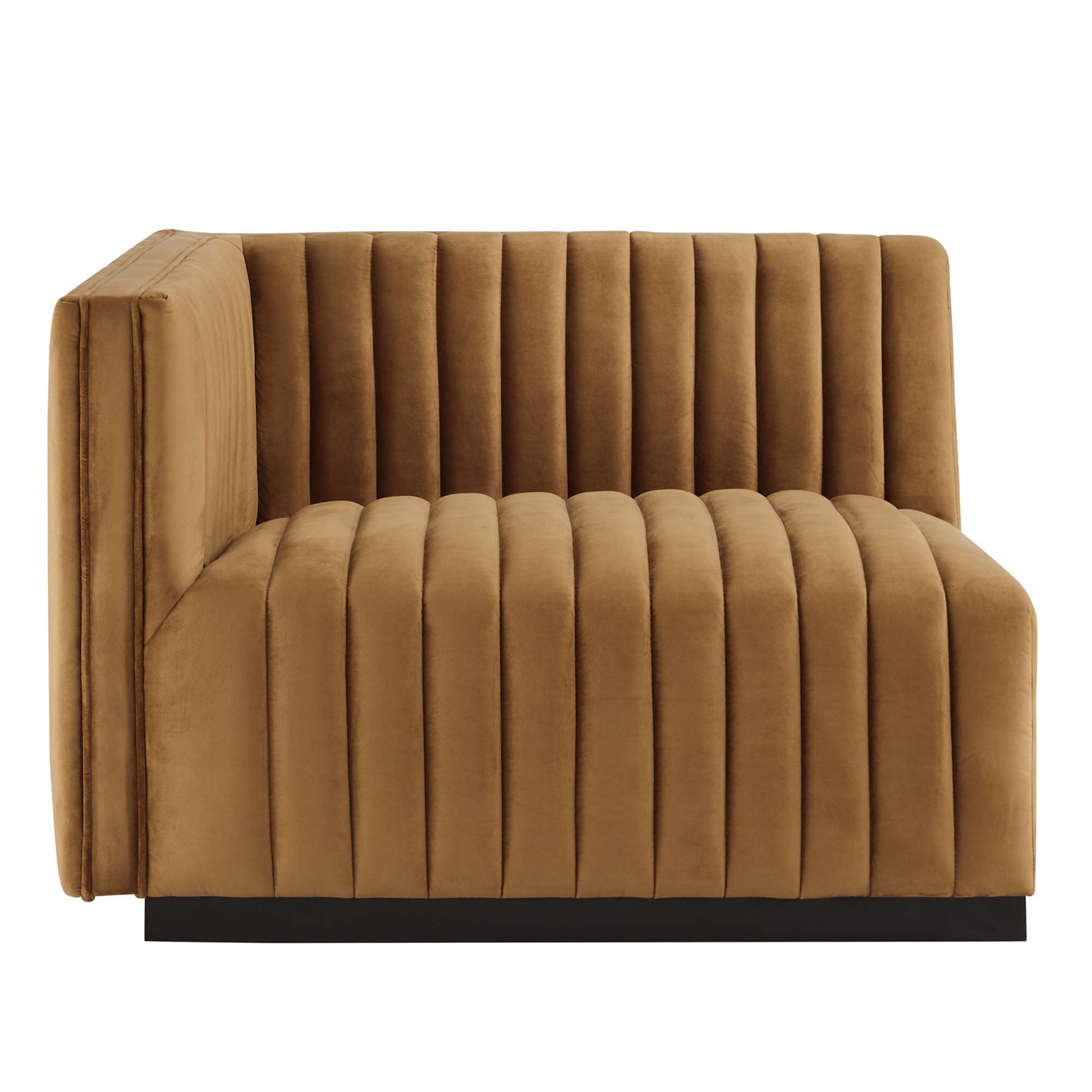 Conjure Channel Tufted Performance Velvet Left-Arm Chair - Black Gray