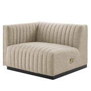 Conjure Channel Tufted Upholstered Fabric Left-Arm Chair - Black Beige