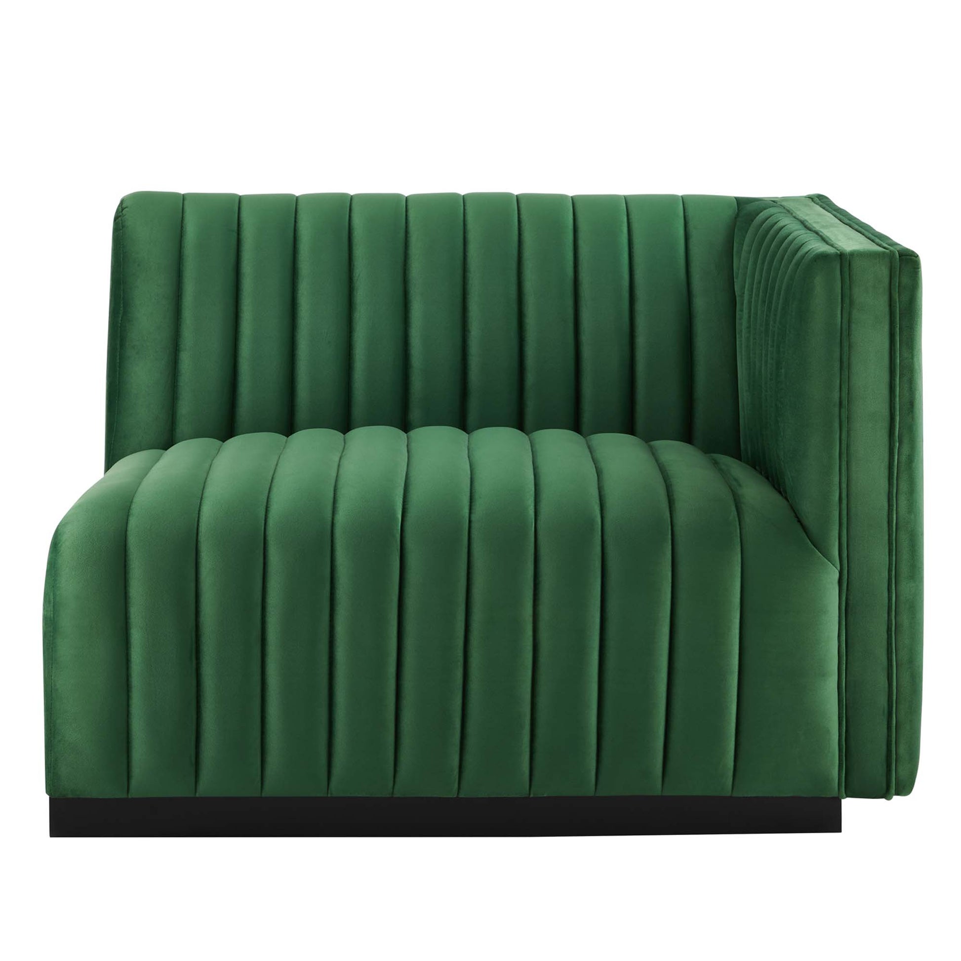 Conjure Channel Tufted Performance Velvet Right-Arm Chair - Black Midnight Blue