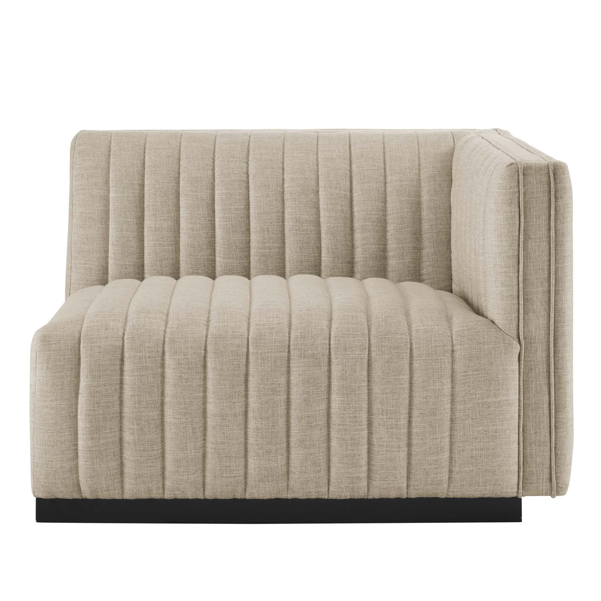 Conjure Channel Tufted Upholstered Fabric Right-Arm Chair - Black White
