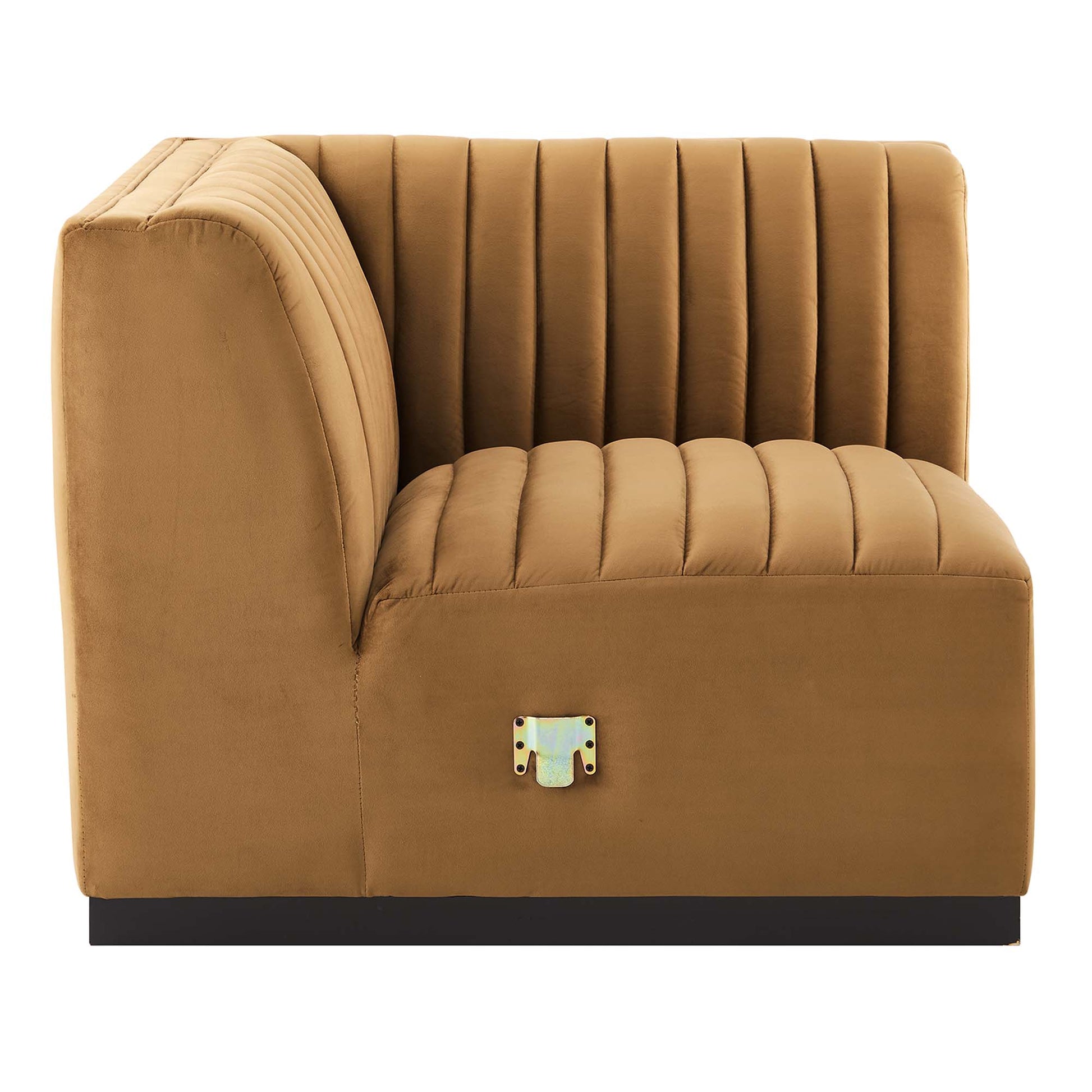 Conjure Channel Tufted Performance Velvet Left Corner Chair - Black Gray