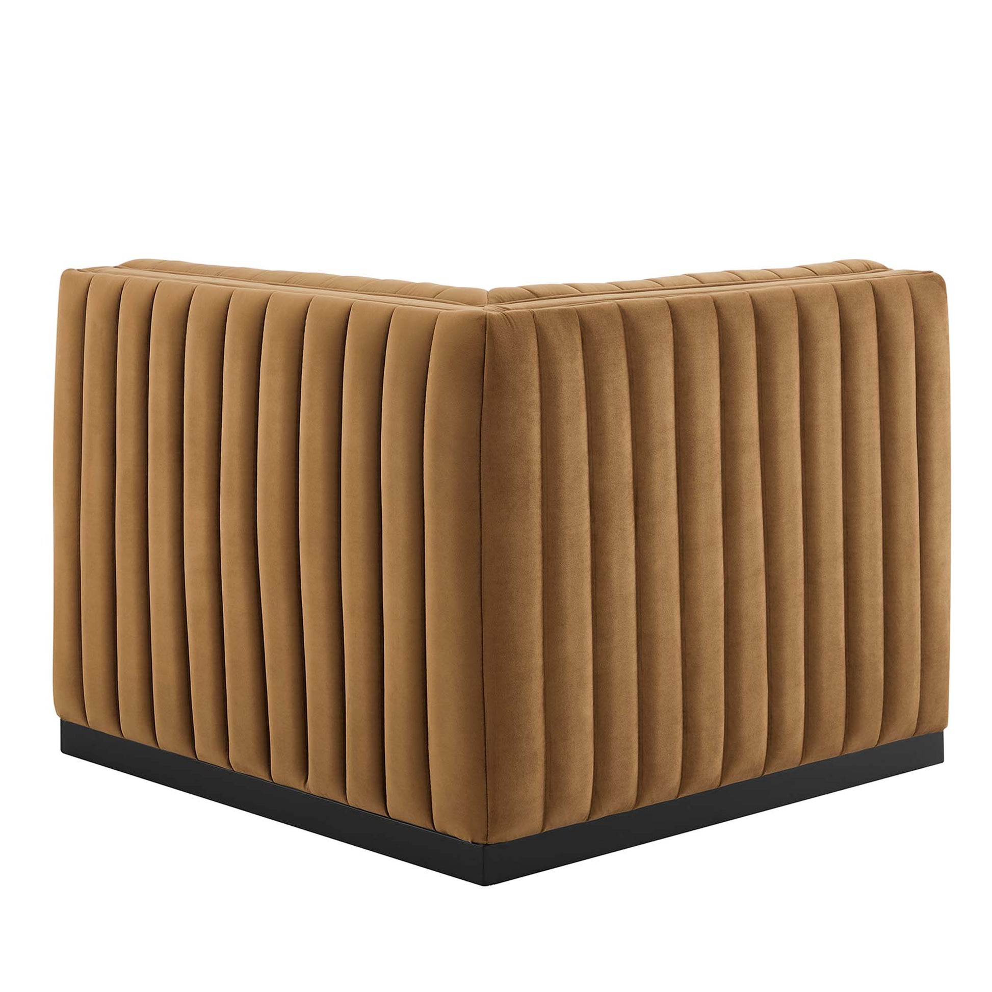 Conjure Channel Tufted Performance Velvet Left Corner Chair - Black Midnight Blue