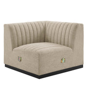 Conjure Channel Tufted Upholstered Fabric Left Corner Chair - Black Beige