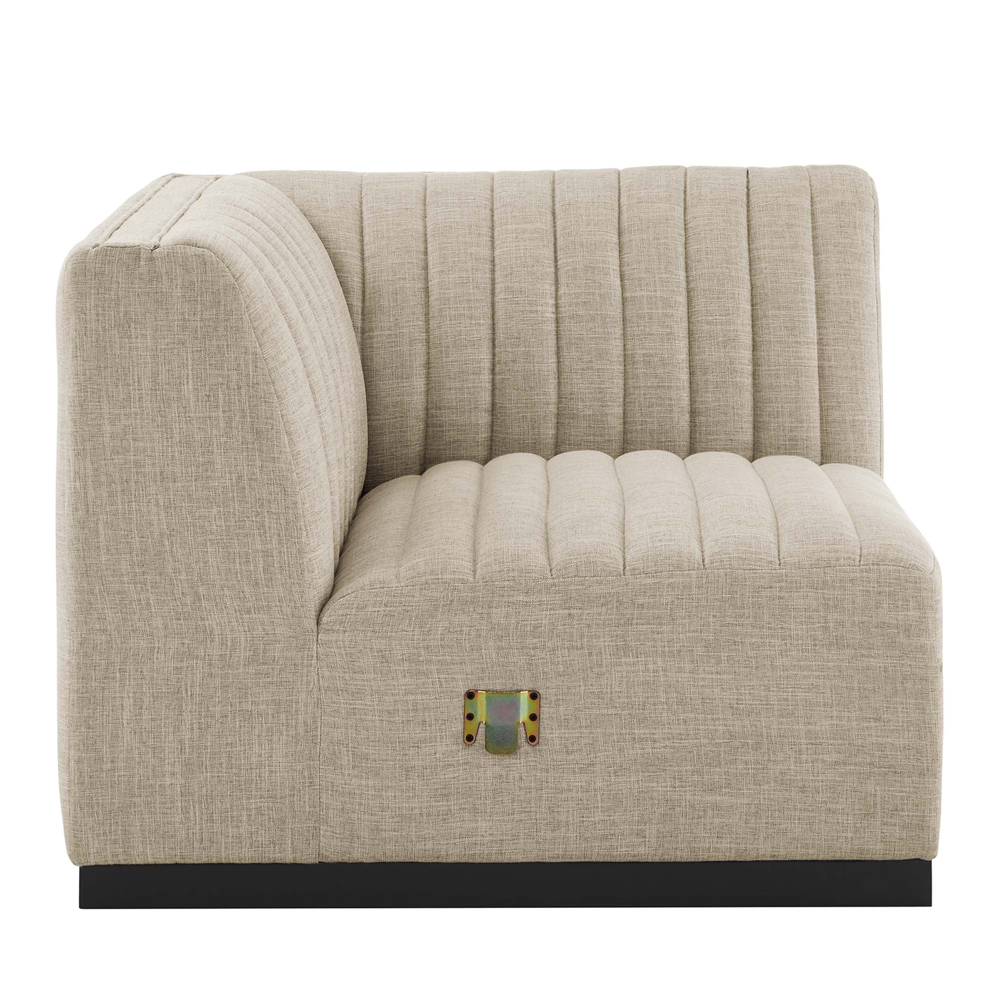 Conjure Channel Tufted Upholstered Fabric Left Corner Chair - Black White