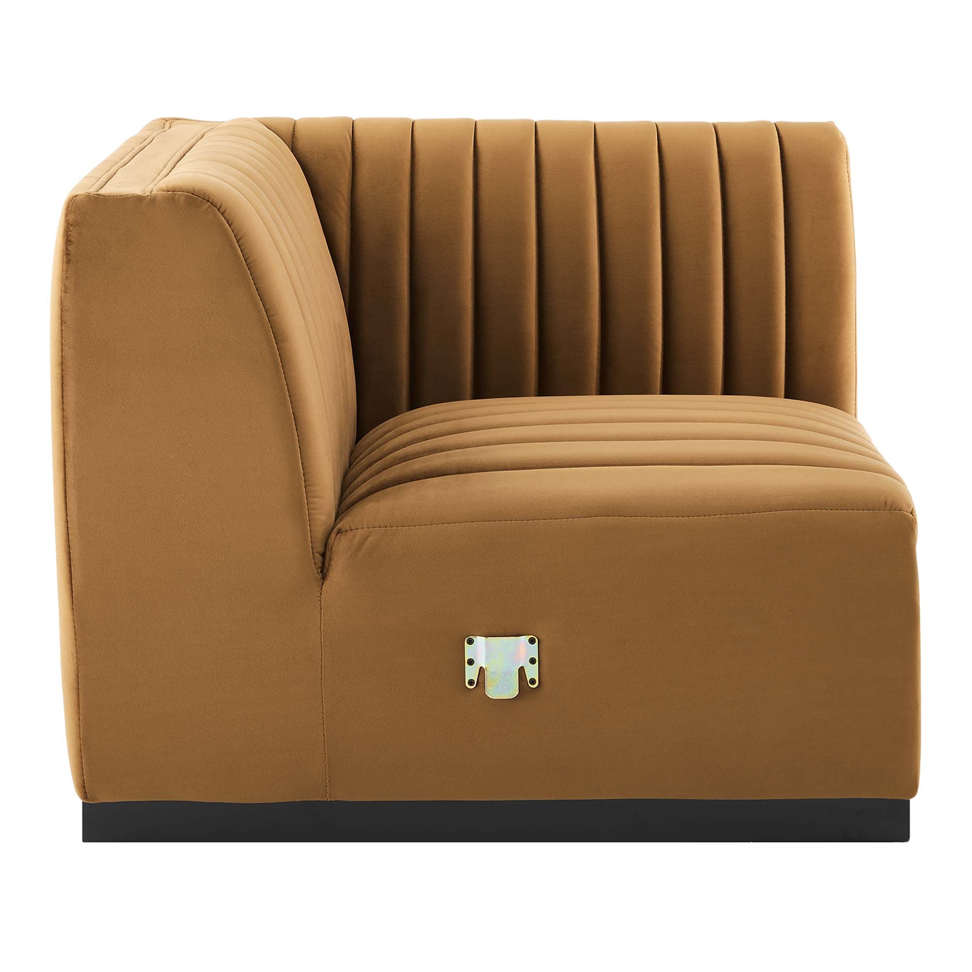 Conjure Channel Tufted Performance Velvet Right Corner Chair - Black Gray