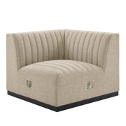 Conjure Channel Tufted Upholstered Fabric Right Corner Chair - Black Beige