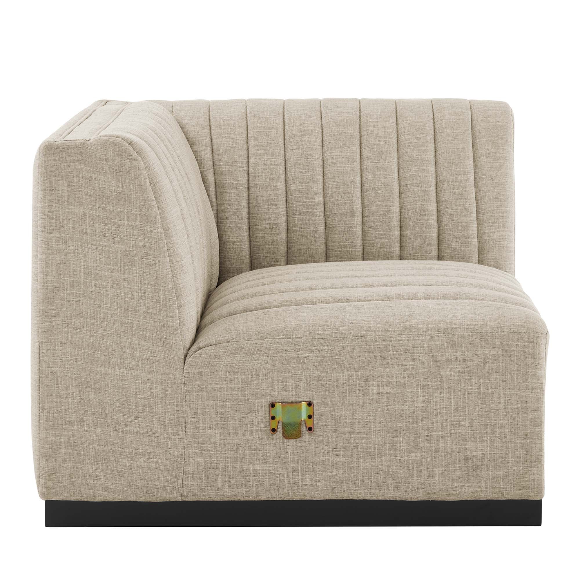 Conjure Channel Tufted Upholstered Fabric Right Corner Chair - Black White