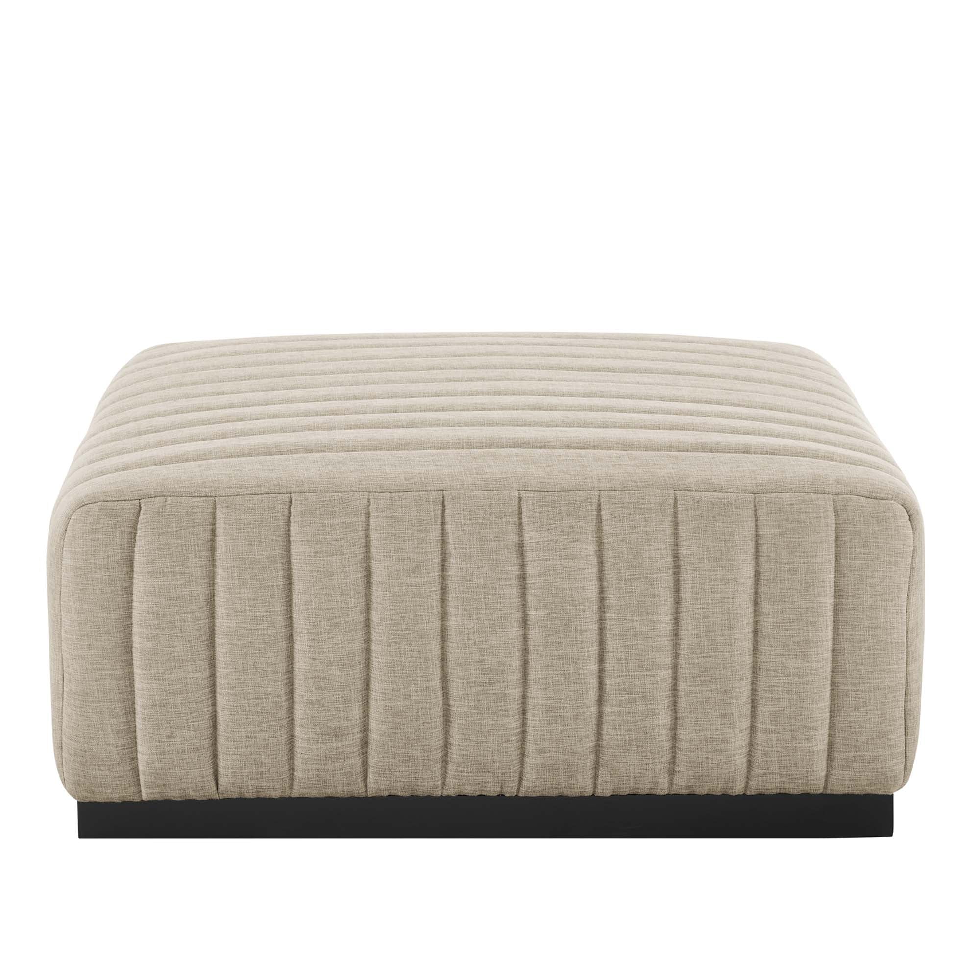 Conjure Channel Tufted Upholstered Fabric Ottoman - Black White