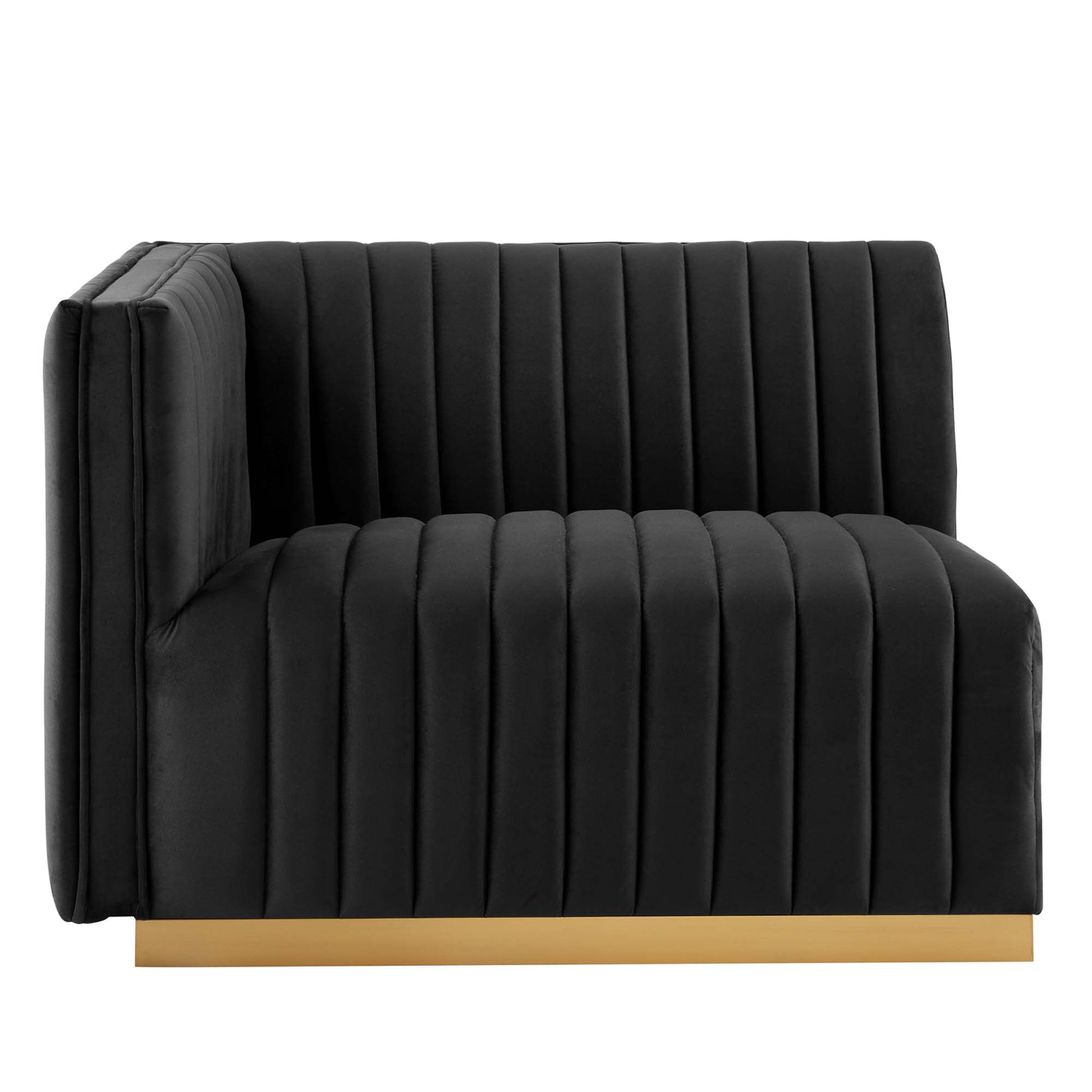 Conjure Channel Tufted Performance Velvet Left-Arm Chair - Gold Navy