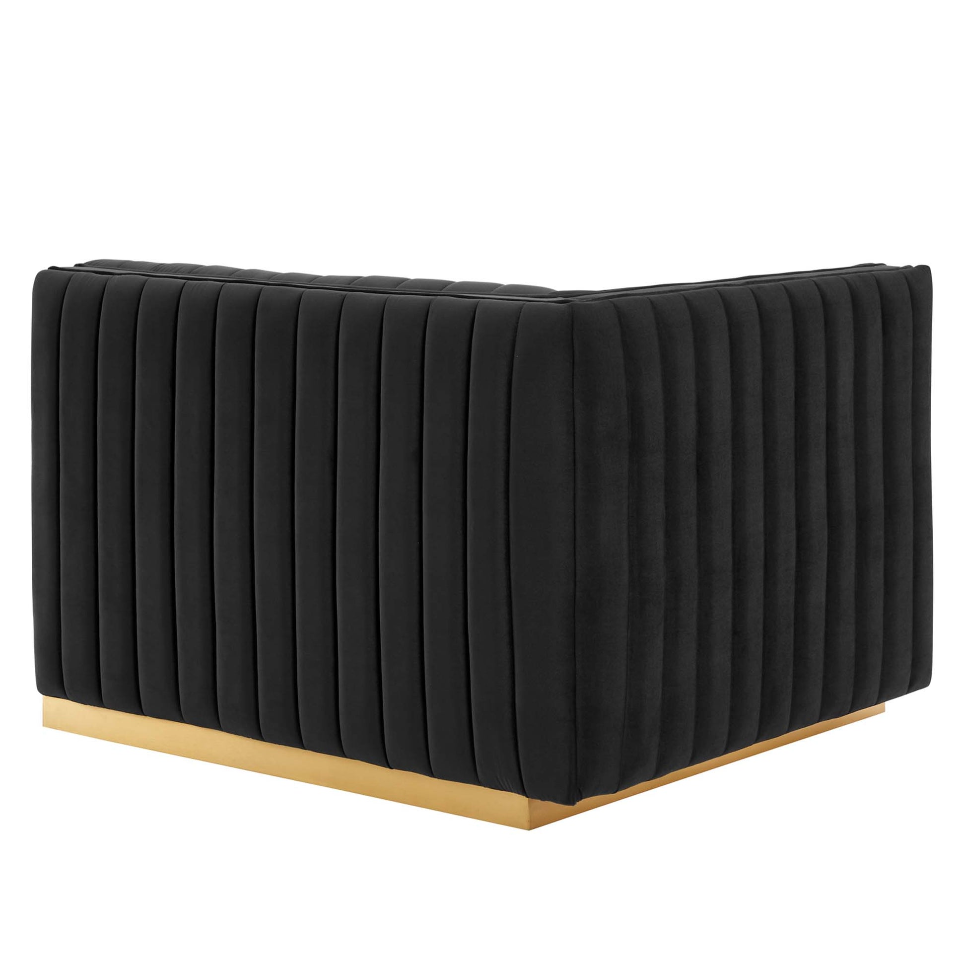 Conjure Channel Tufted Performance Velvet Left-Arm Chair - Gold