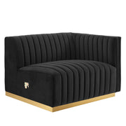 Conjure Channel Tufted Performance Velvet Right-Arm Chair - Gold Black