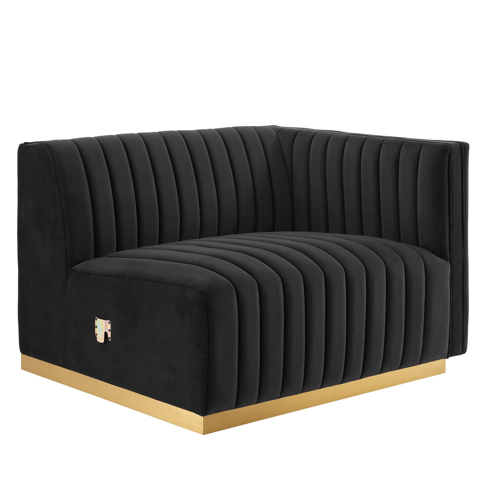 Conjure Channel Tufted Performance Velvet Right-Arm Chair - Gold Black