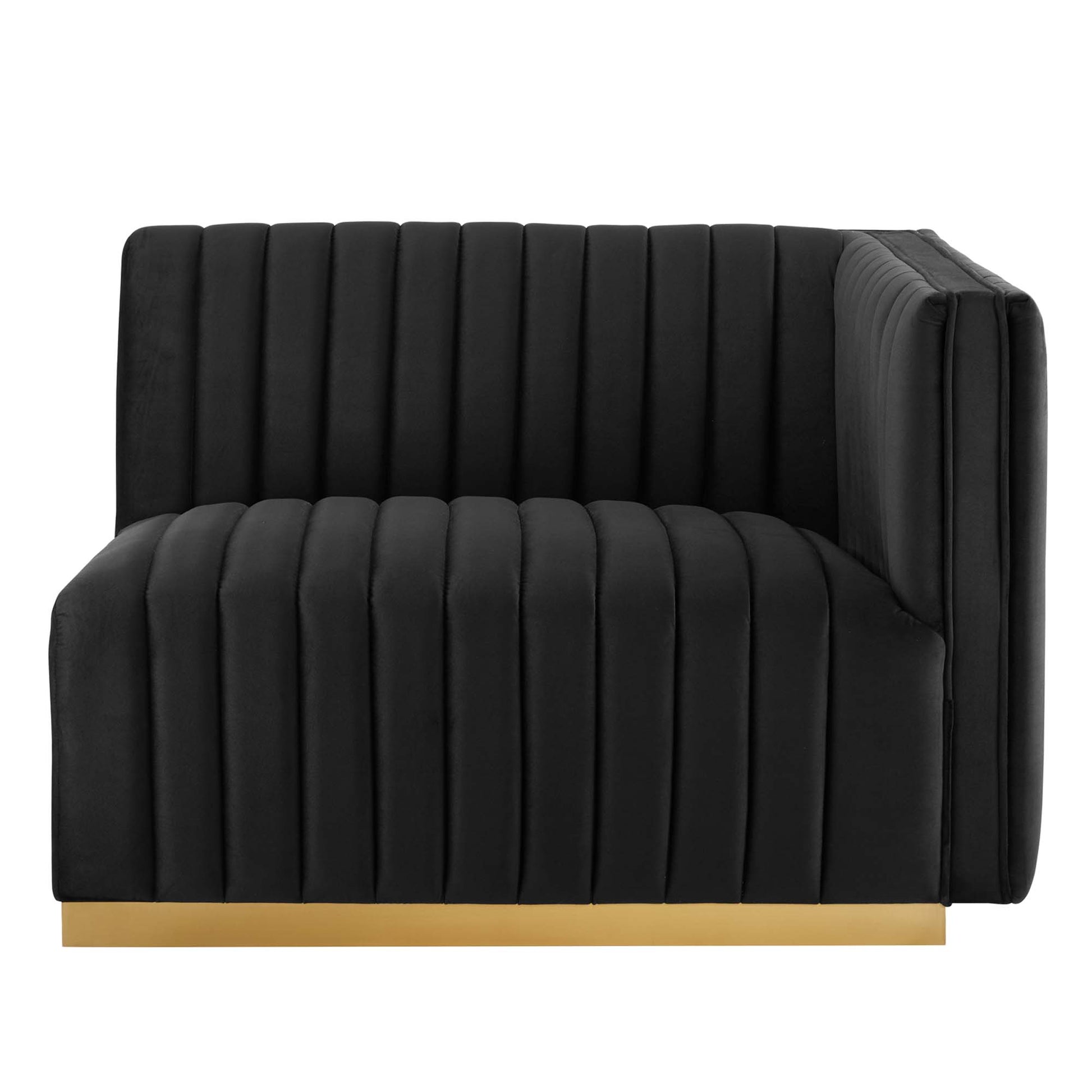 Conjure Channel Tufted Performance Velvet Right-Arm Chair - Gold Gray