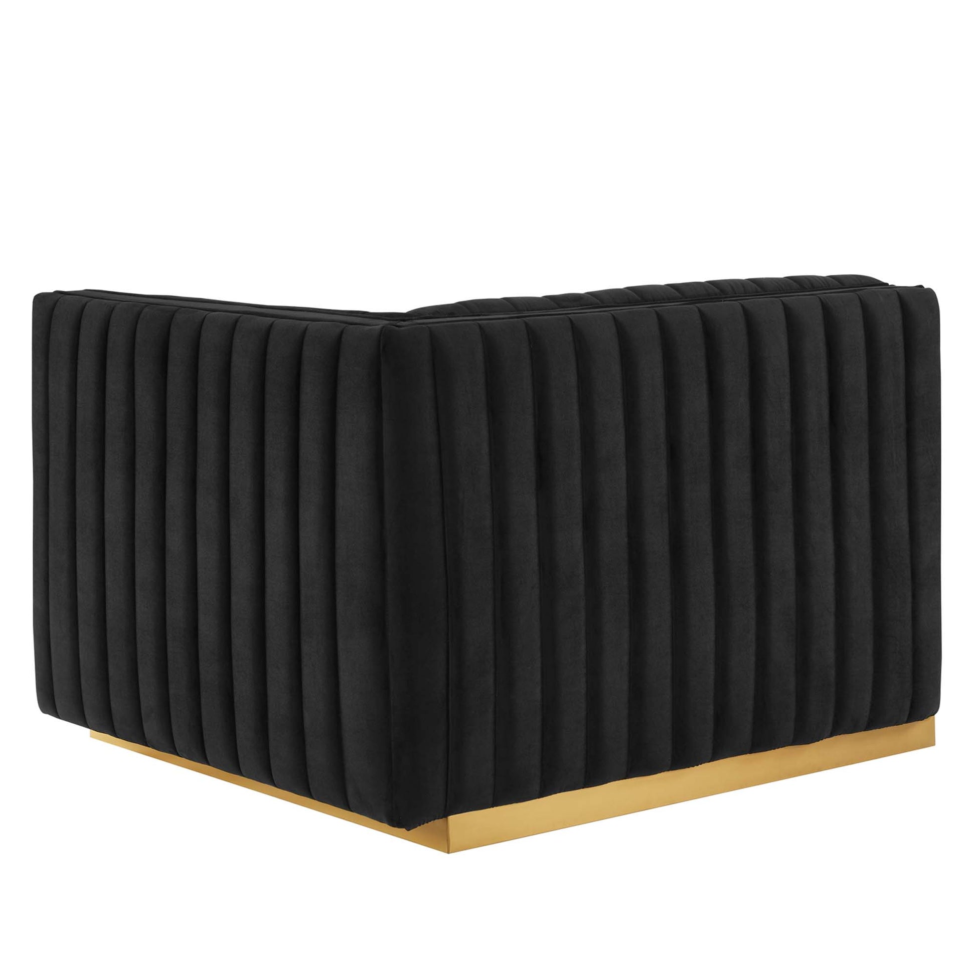 Conjure Channel Tufted Performance Velvet Right-Arm Chair - Gold Navy