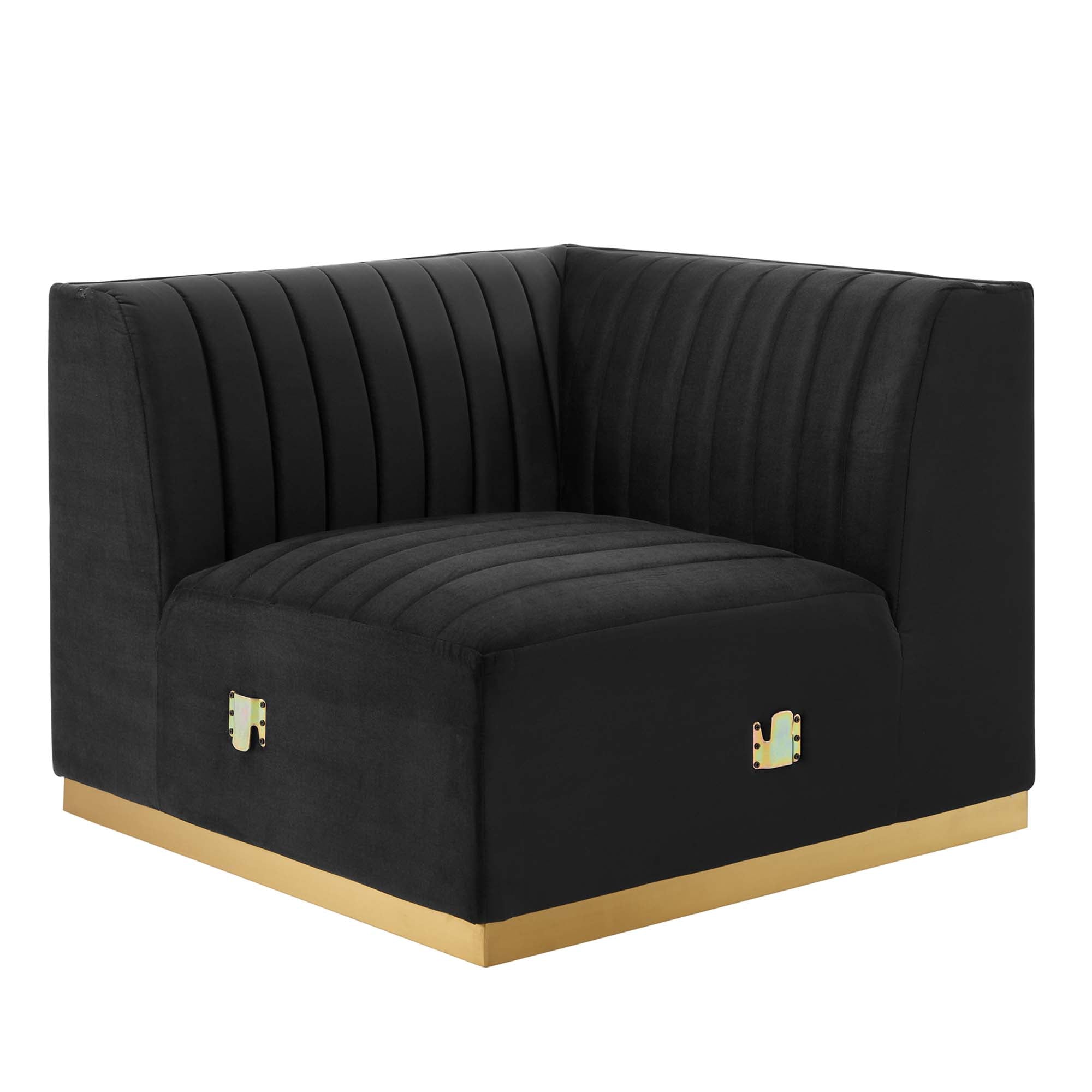Conjure Channel Tufted Performance Velvet Left Corner Chair - Gold Black