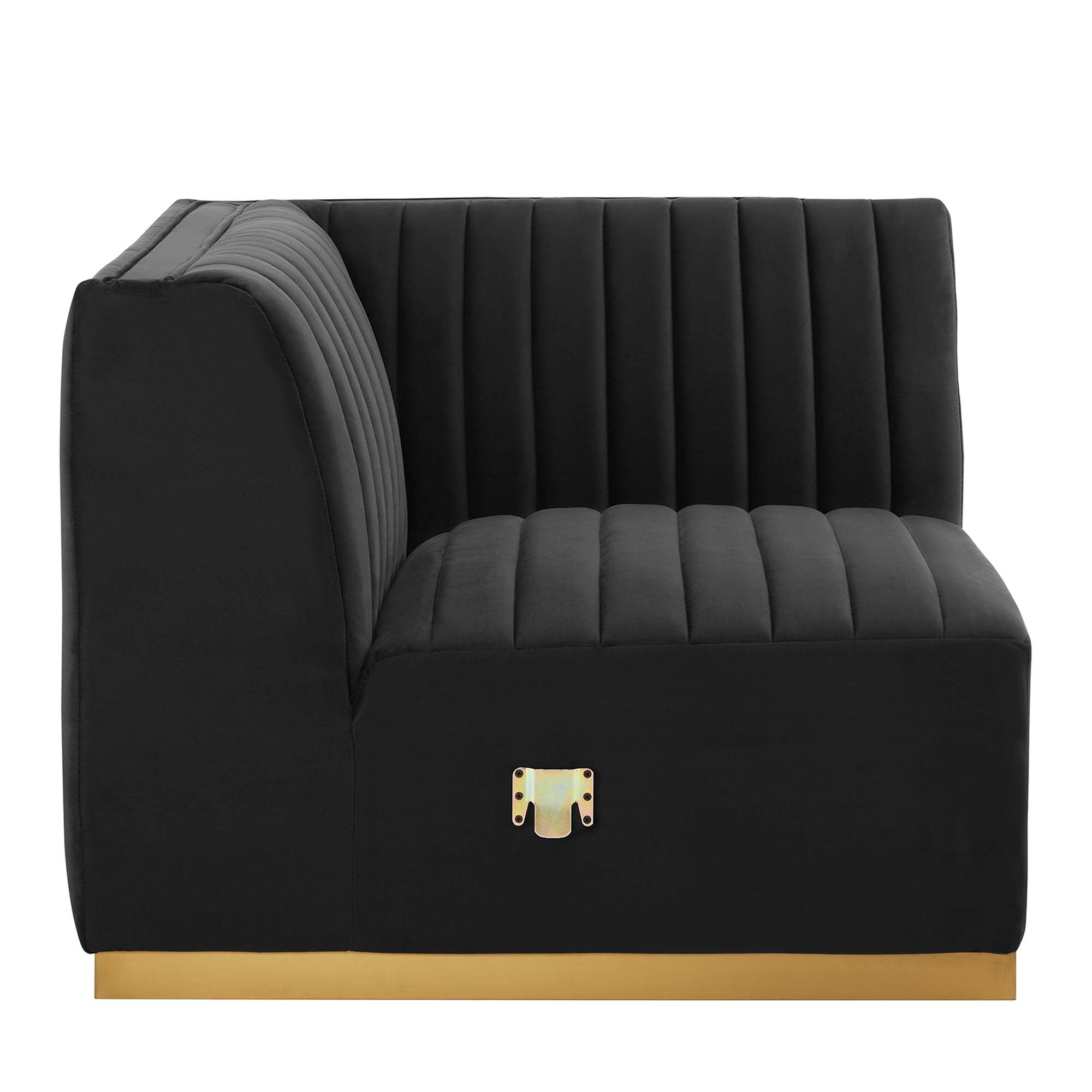 Conjure Channel Tufted Performance Velvet Left Corner Chair - Gold Gray