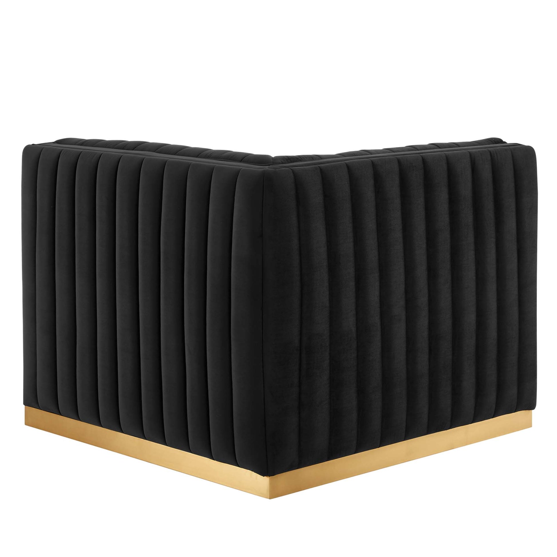 Conjure Channel Tufted Performance Velvet Left Corner Chair - Gold Navy