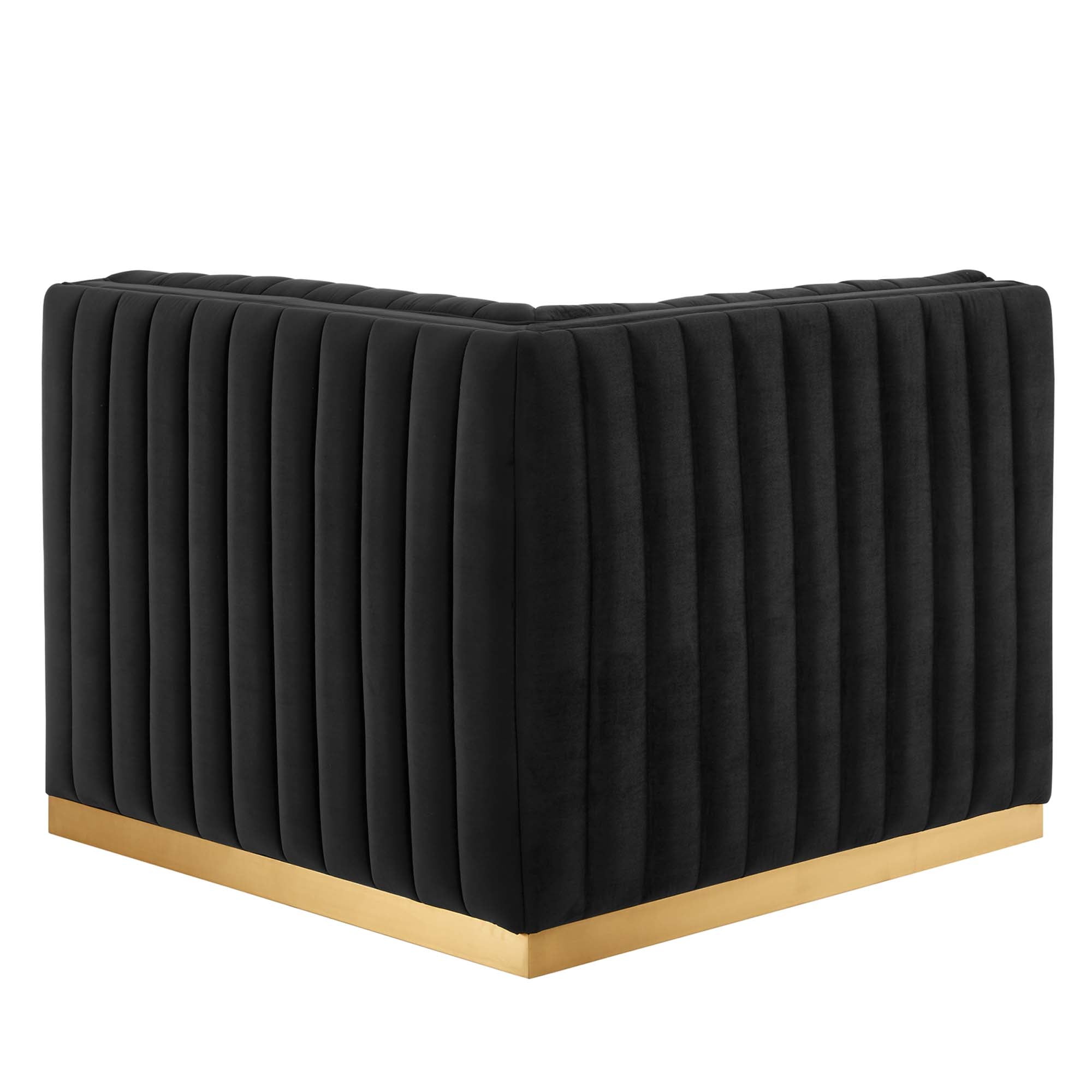 Conjure Channel Tufted Performance Velvet Left Corner Chair - Gold Navy