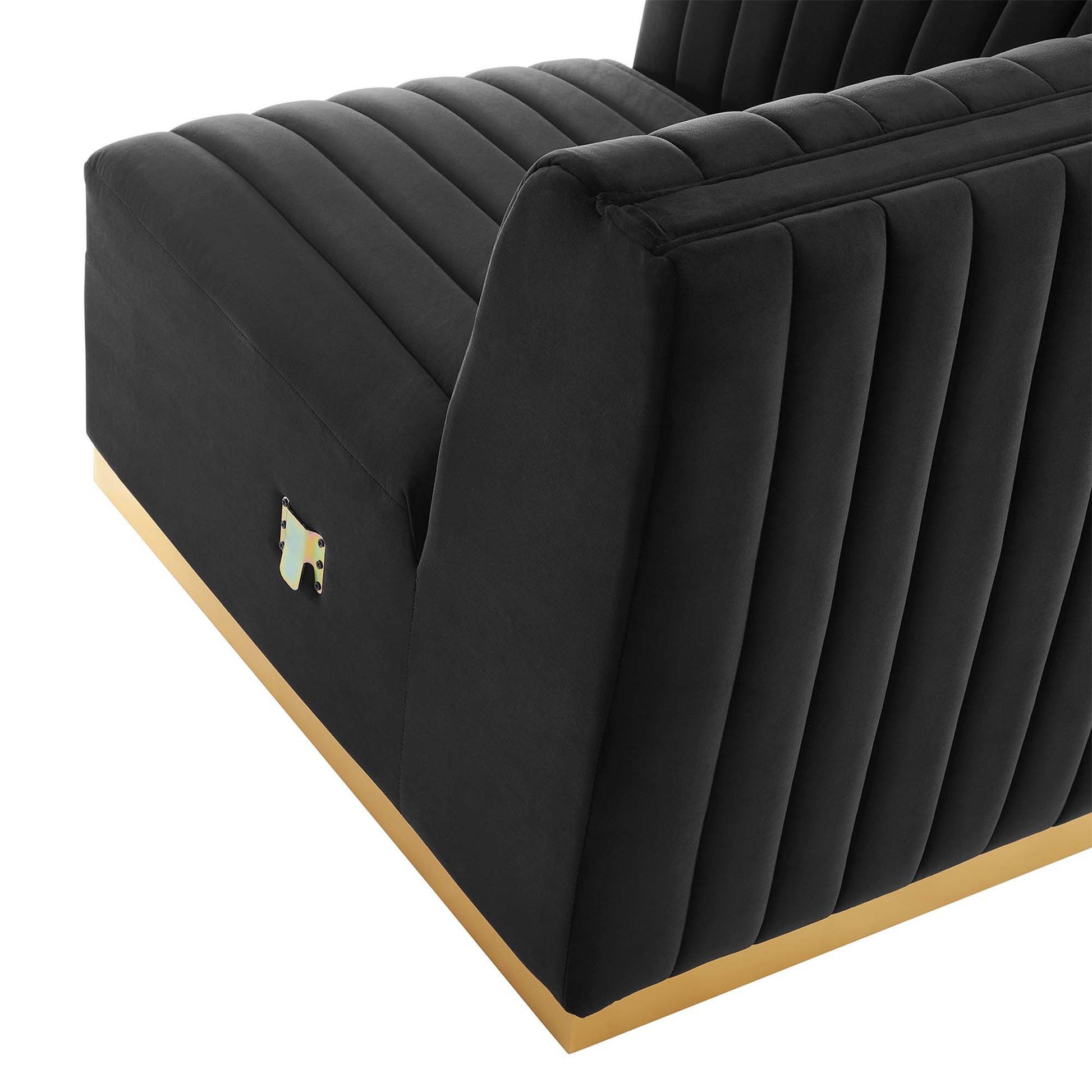 Conjure Channel Tufted Performance Velvet Left Corner Chair - Gold White