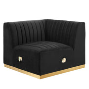 Conjure Channel Tufted Performance Velvet Right Corner Chair - Gold Black