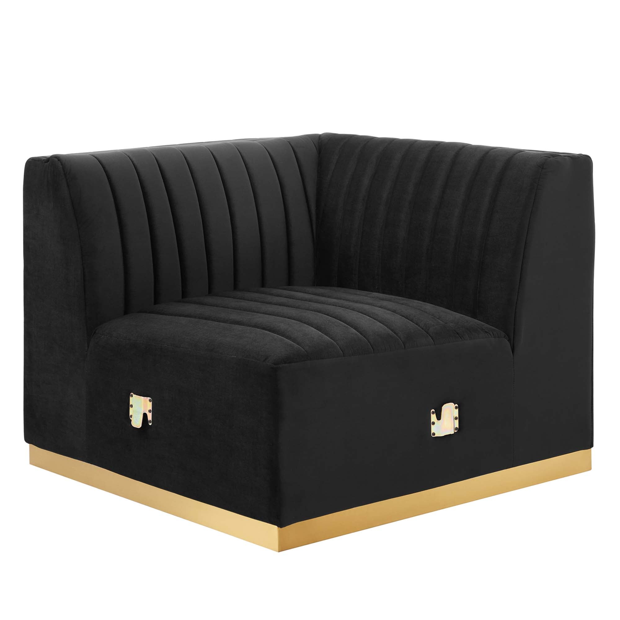 Conjure Channel Tufted Performance Velvet Right Corner Chair - Gold Black