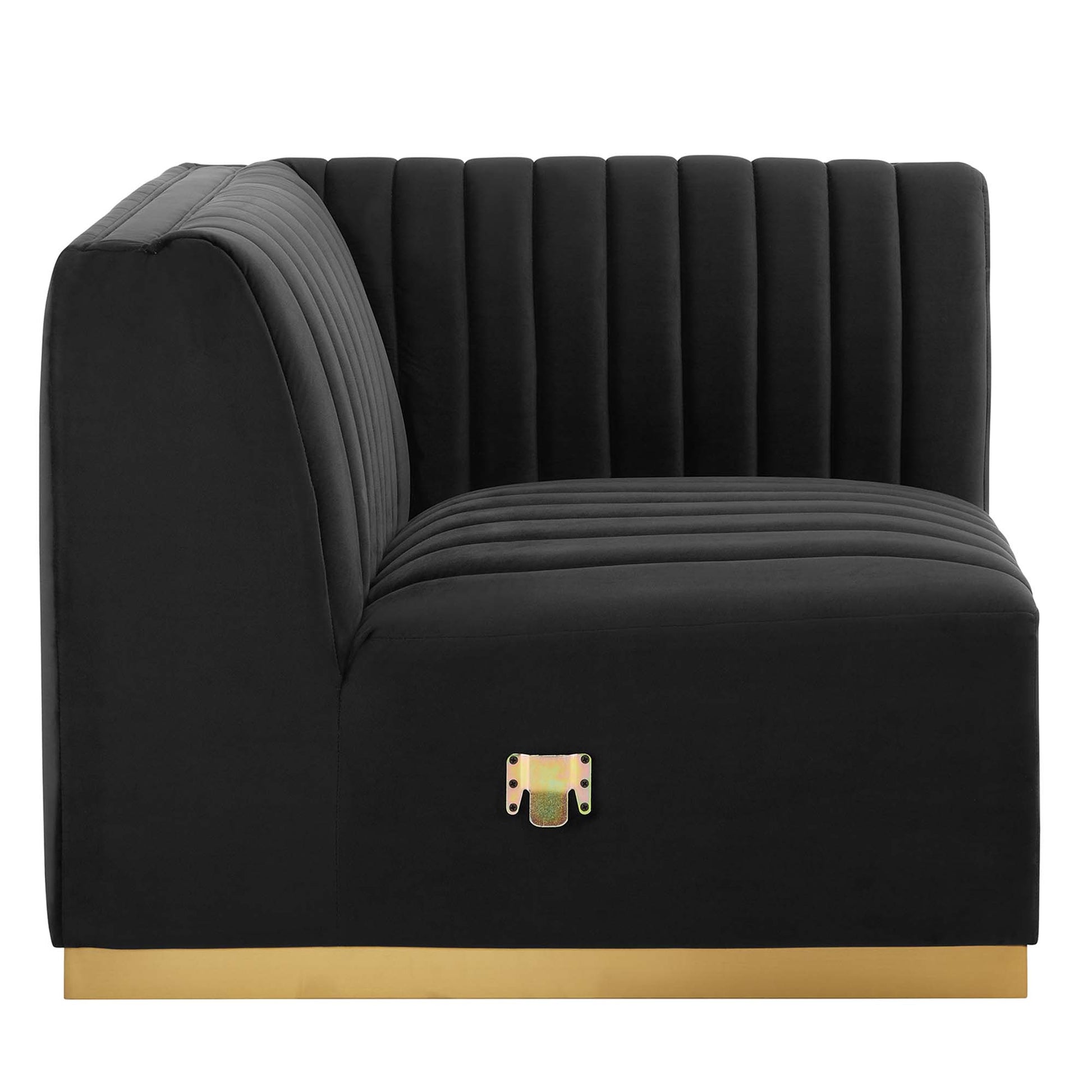 Conjure Channel Tufted Performance Velvet Right Corner Chair - Gold Gray