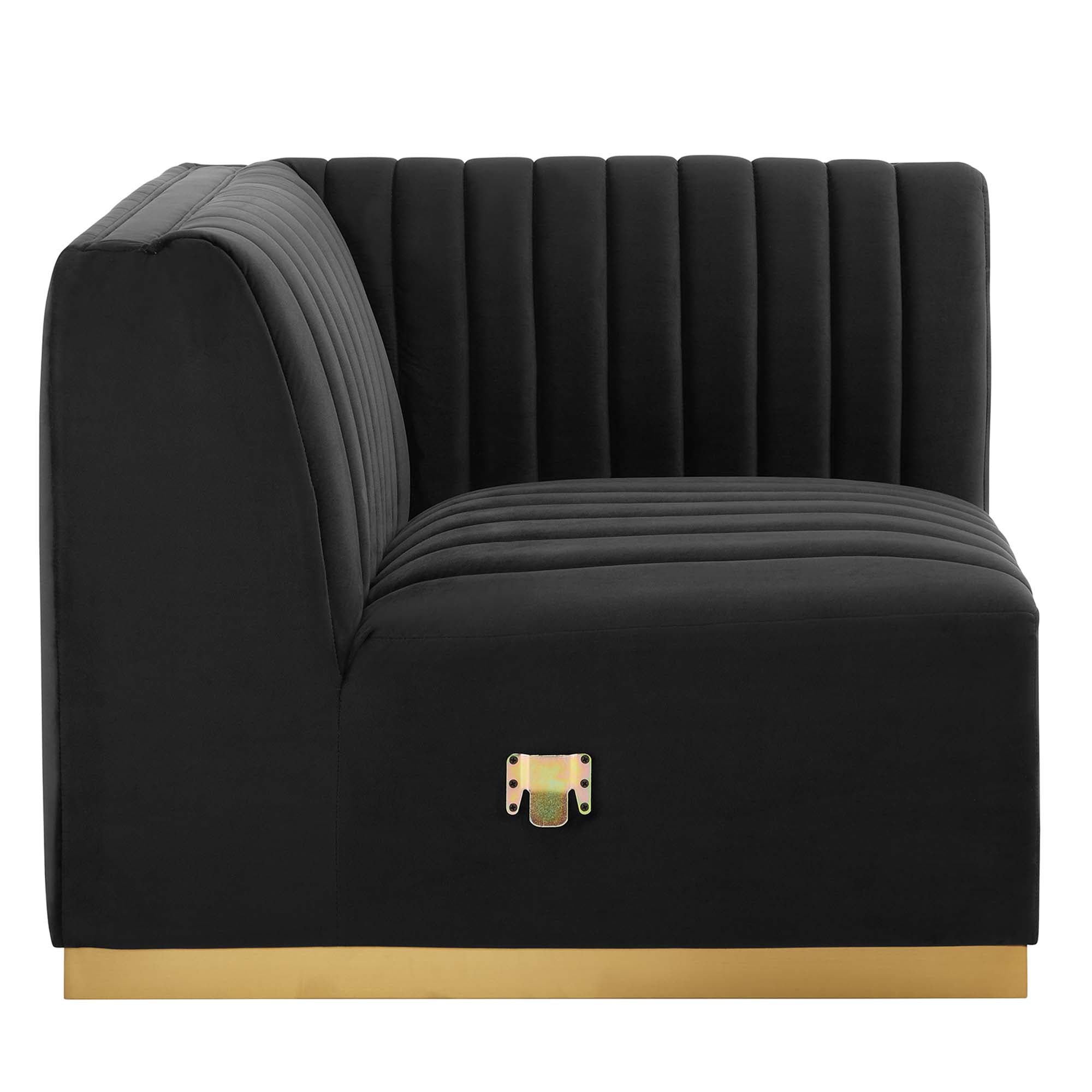 Conjure Channel Tufted Performance Velvet Right Corner Chair - Gold Gray