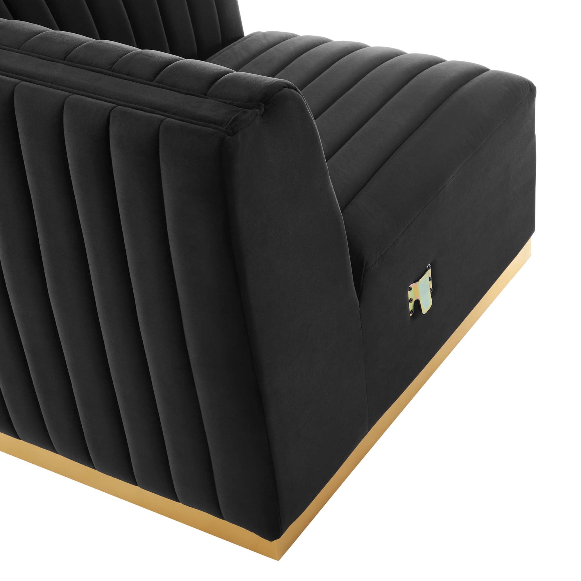 Conjure Channel Tufted Performance Velvet Right Corner Chair - Gold White