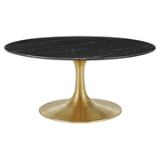 Lippa 36" Round Faux Marble Coffee Table - Gold Black