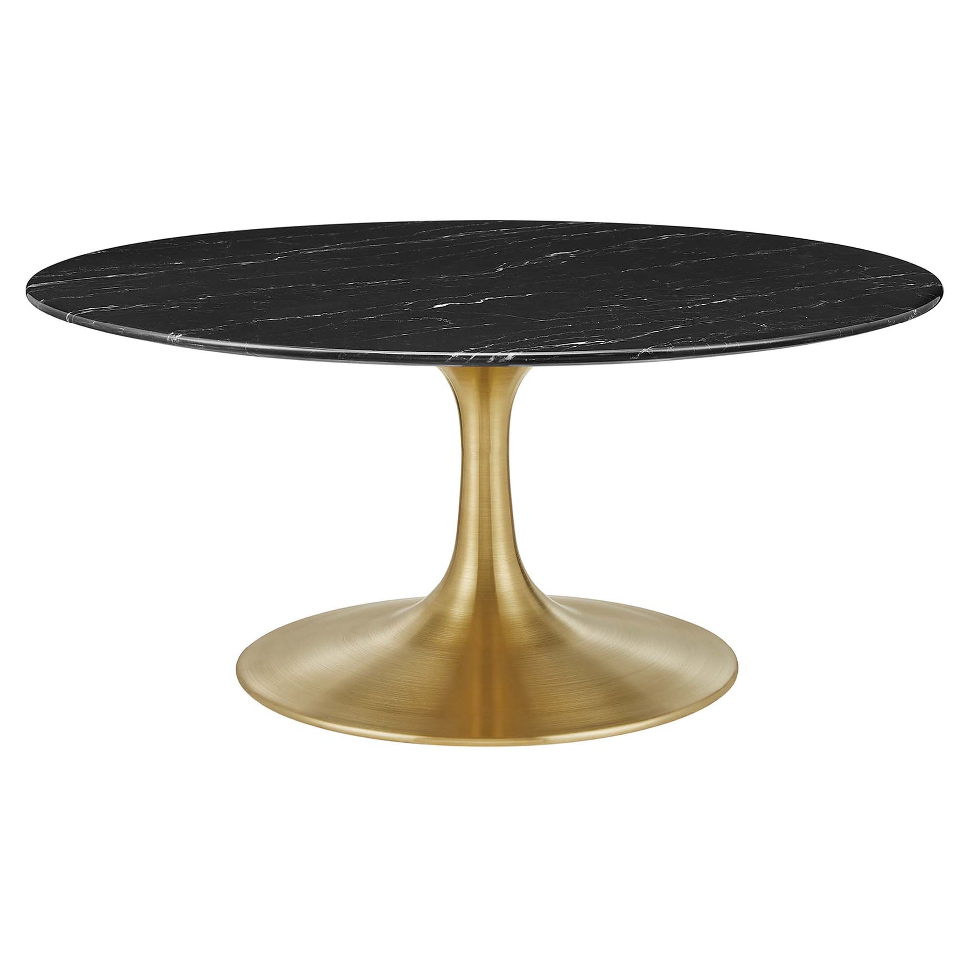 Lippa 36" Round Faux Marble Coffee Table - Gold Black