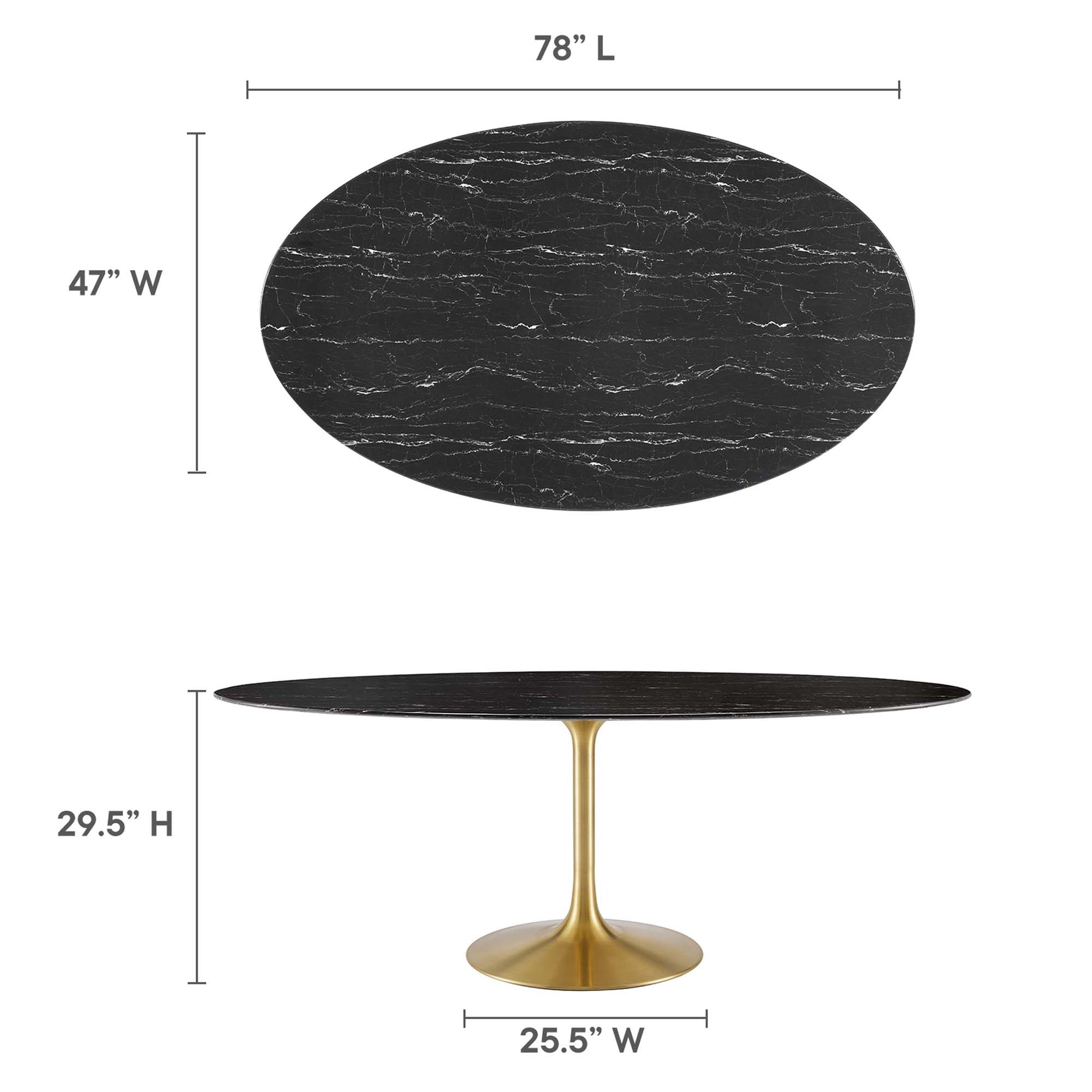 Lippa 78" Oval Faux Marble Dining Table