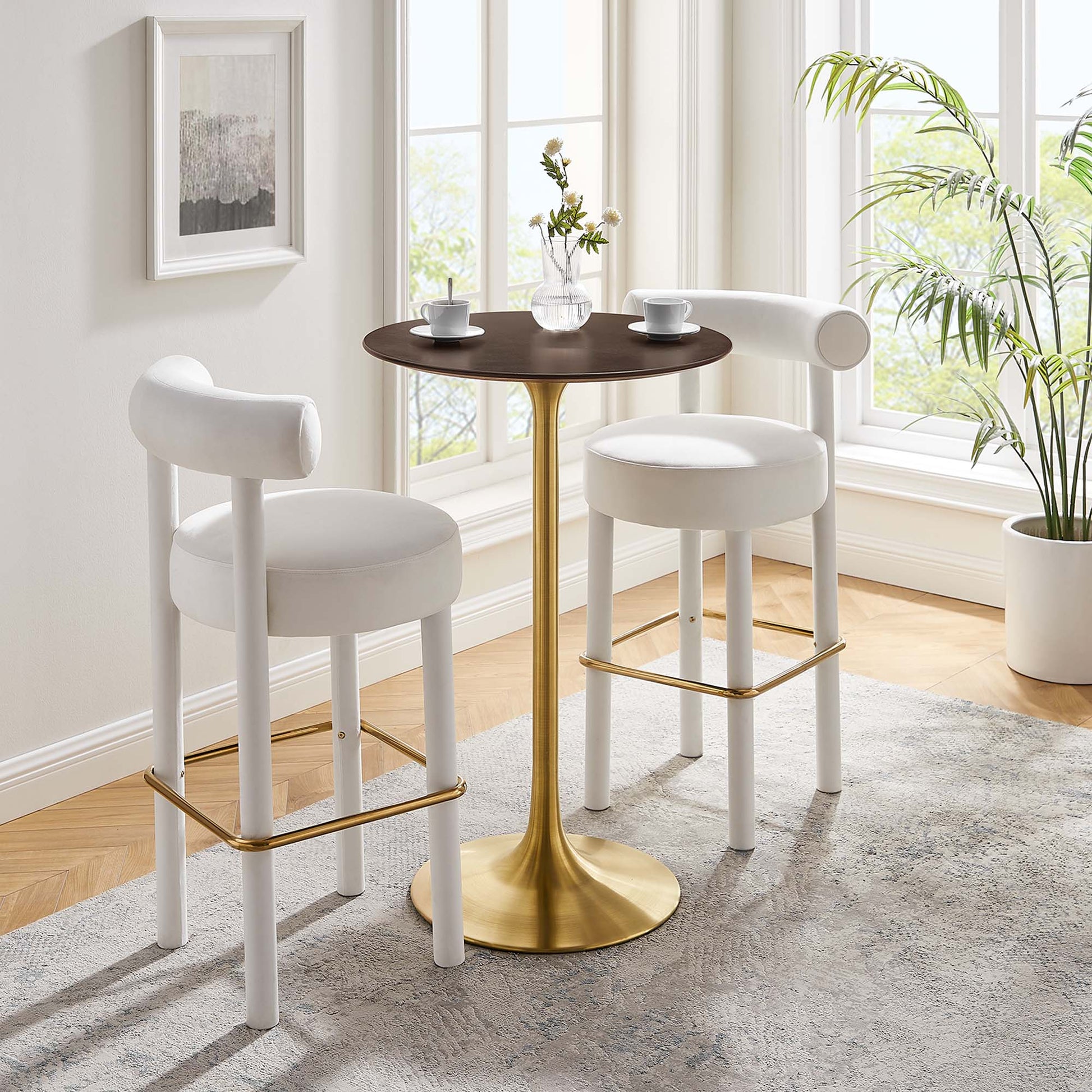 Lippa 28" Round Cherry Walnut Wood Bar Table