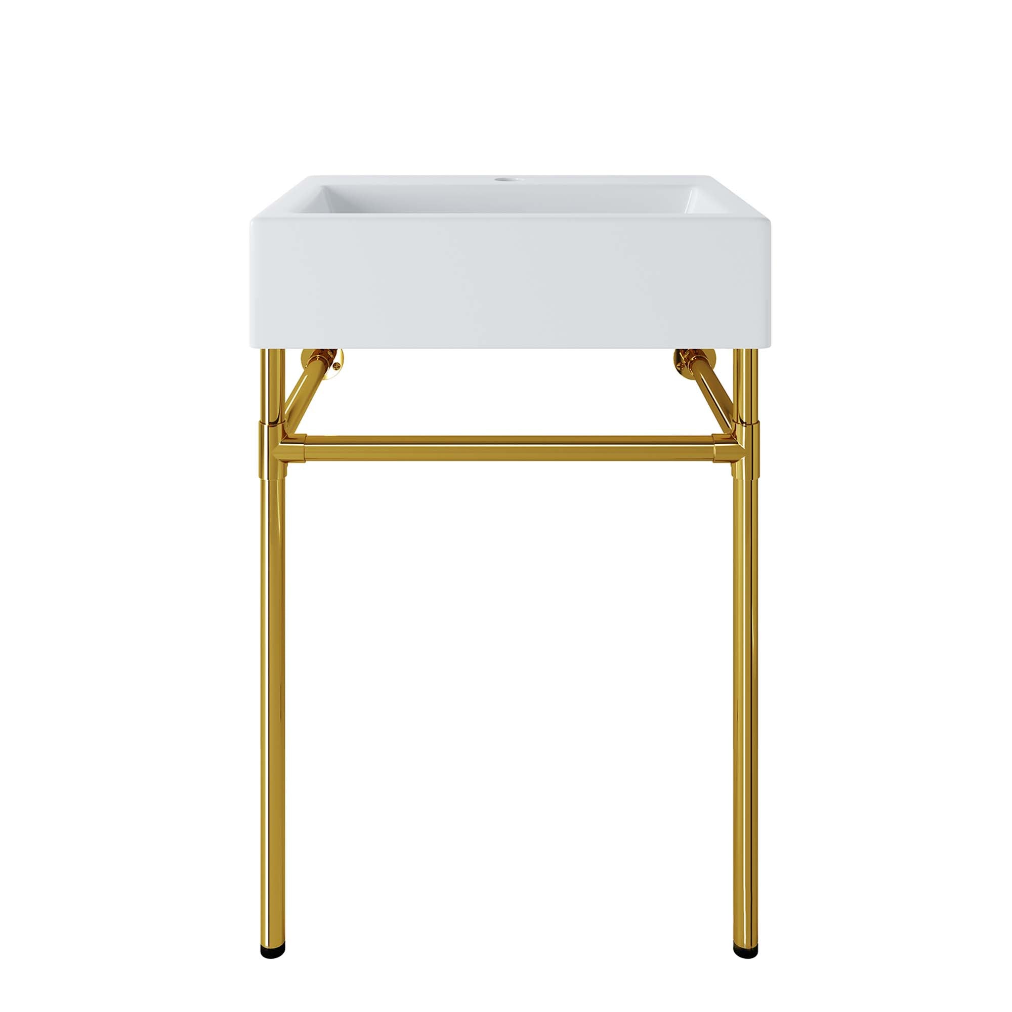 Redeem 24" Wall-Mount Gold Stainless Steel Bathroom Vanity - Gold White