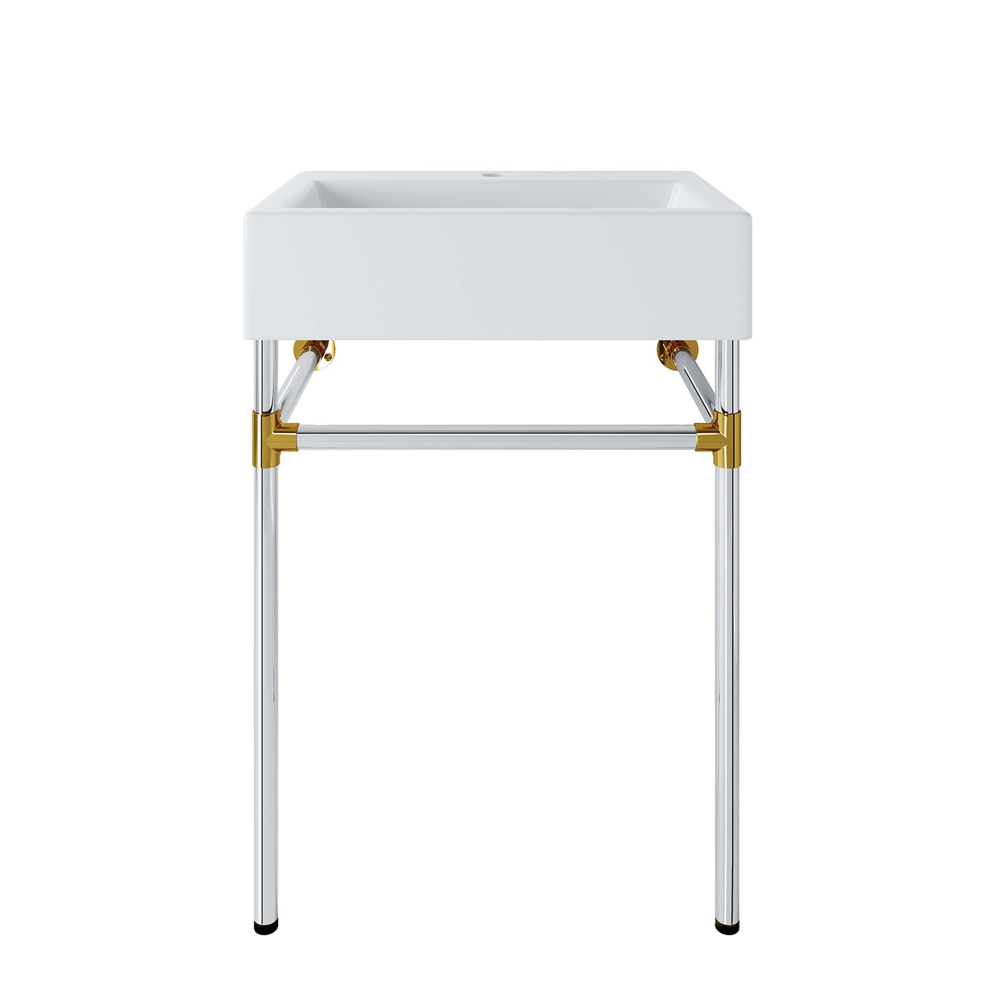 Redeem 24" Silver Stainless Steel Wall-Mount Bathroom Vanity - Silver White