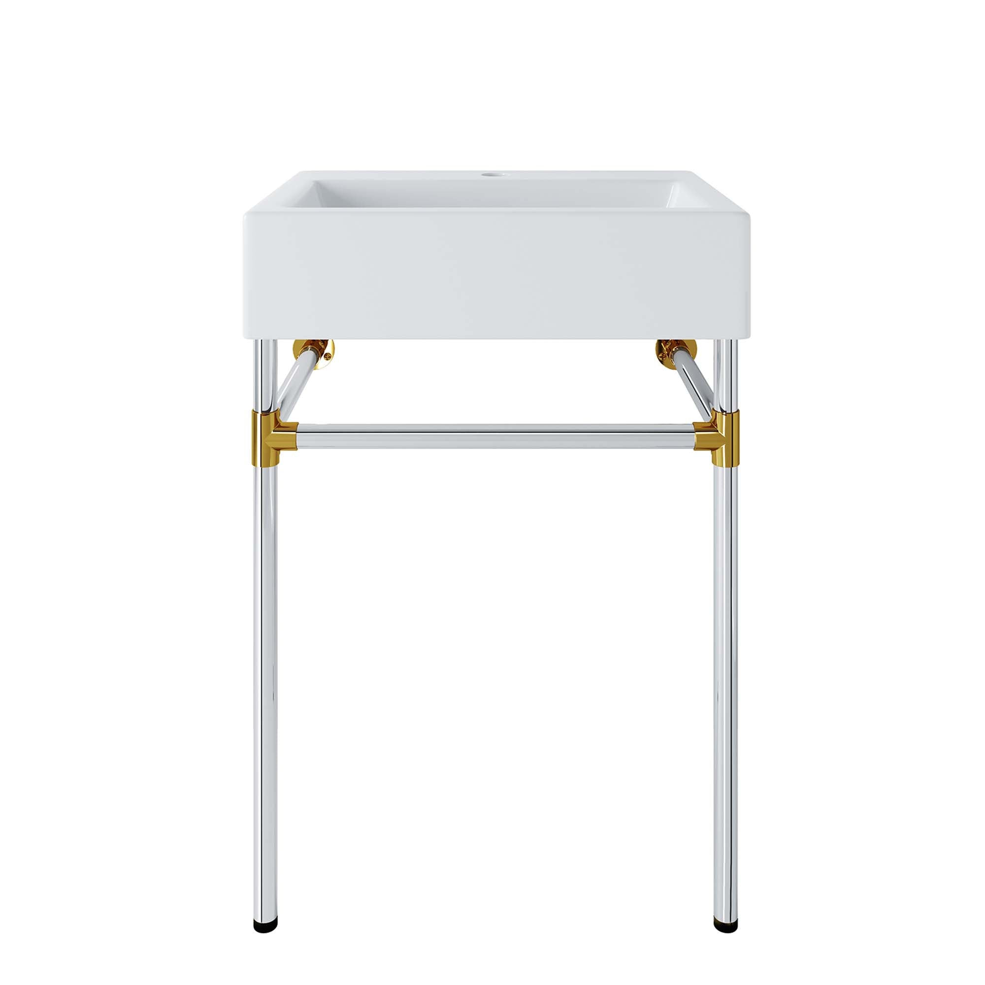 Redeem 24" Silver Stainless Steel Wall-Mount Bathroom Vanity - Silver White