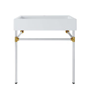 Redeem 32" Silver Stainless Steel Wall-Mount Bathroom Vanity - Silver White