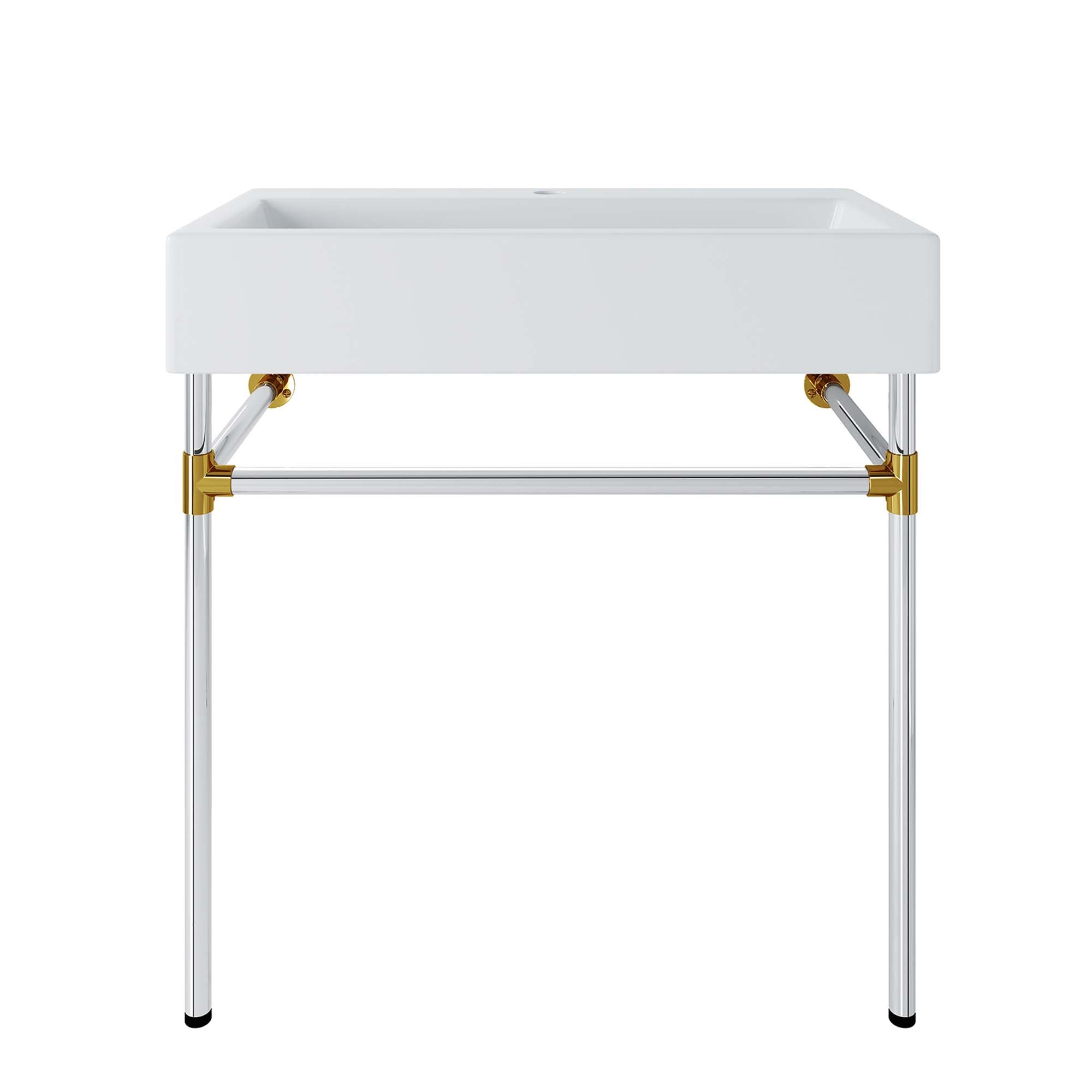 Redeem 32" Silver Stainless Steel Wall-Mount Bathroom Vanity - Silver White