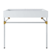 Redeem 40" Silver Stainless Steel Wall-Mount Bathroom Vanity - Silver White