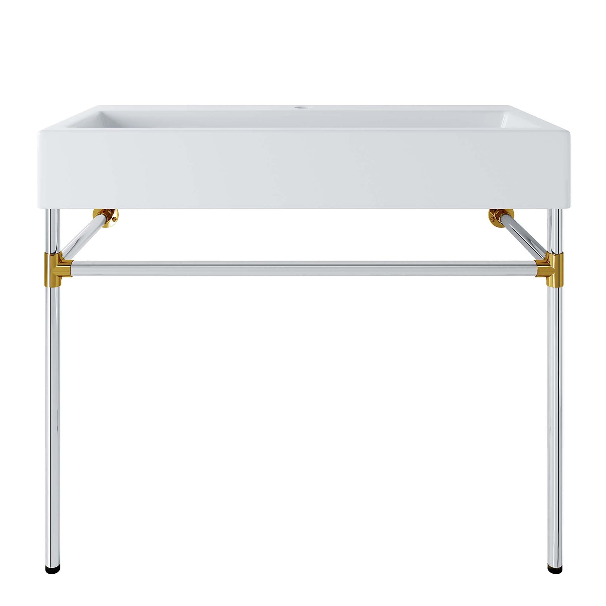 Redeem 40" Silver Stainless Steel Wall-Mount Bathroom Vanity - Silver White