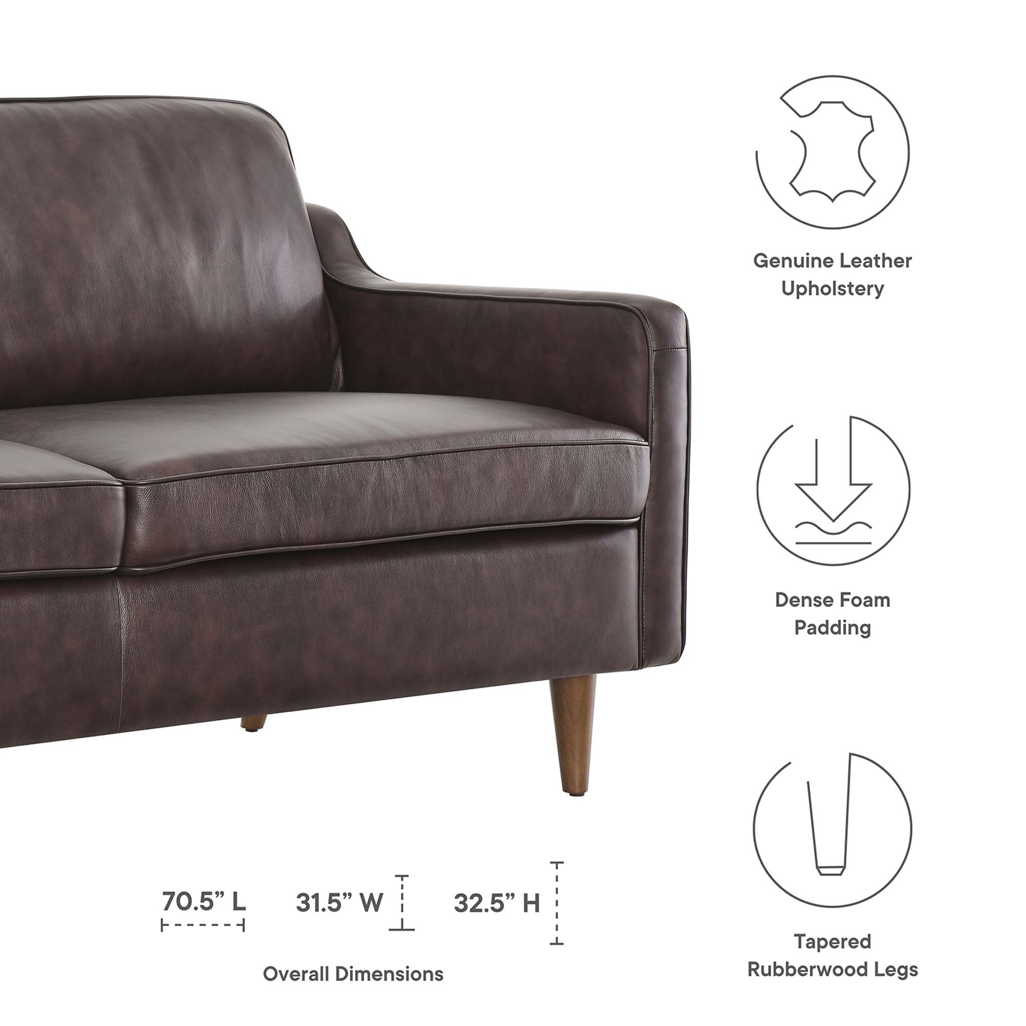 Impart Genuine Leather Sofa - Tan