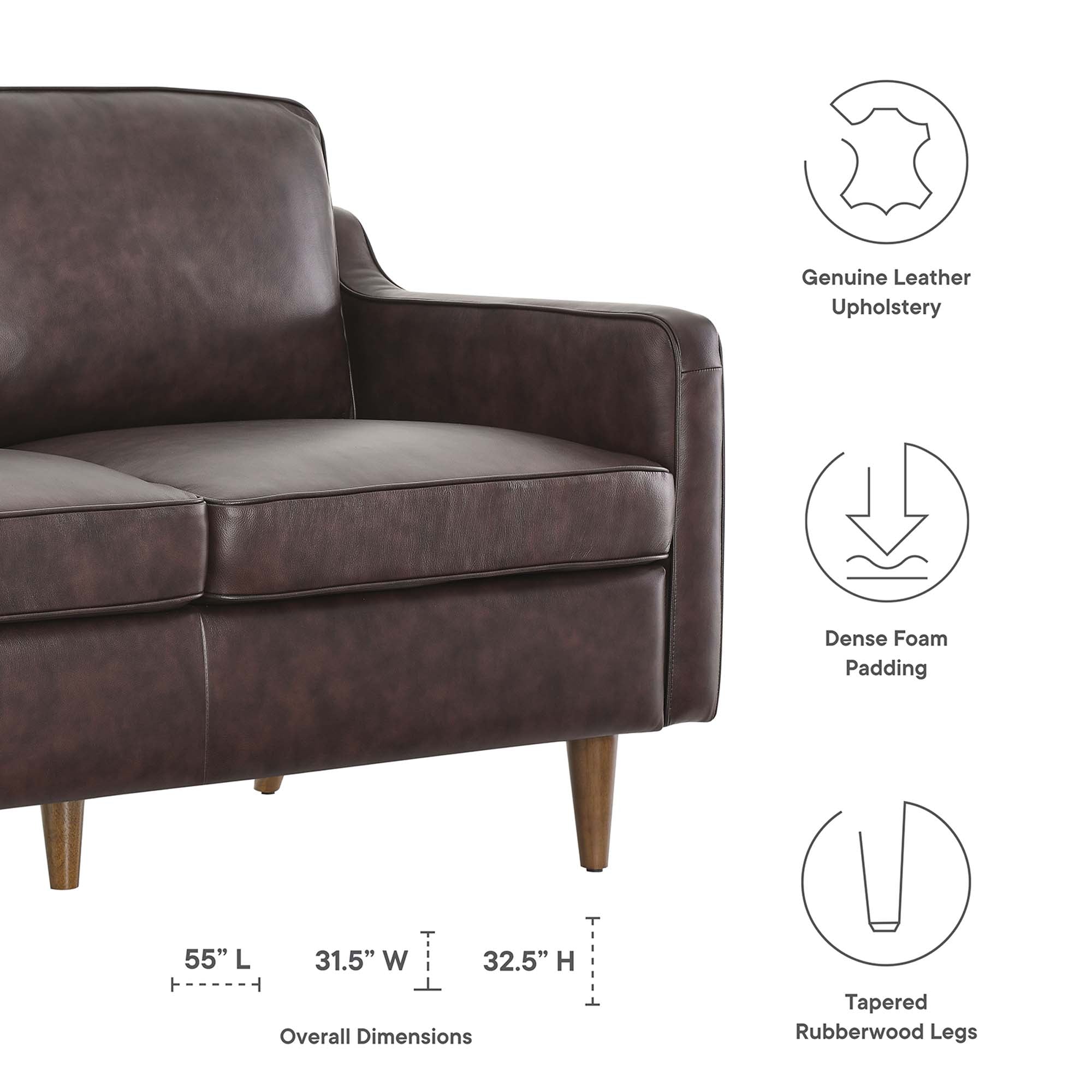 Impart Genuine Leather Loveseat - Tan