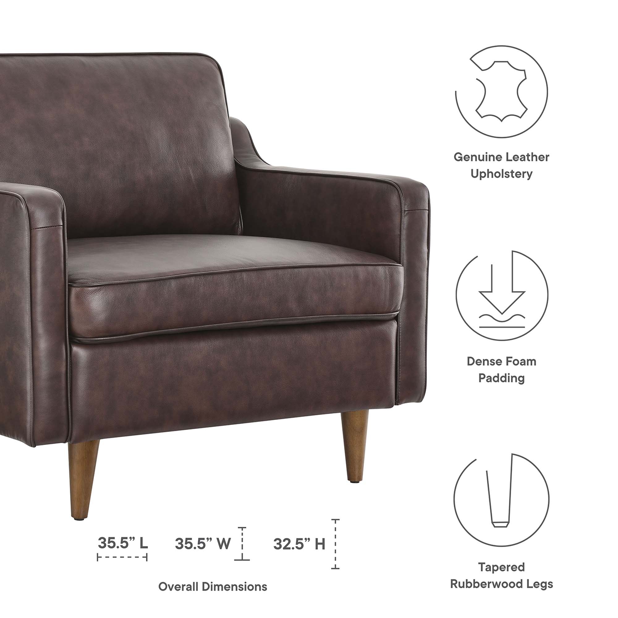 Impart Genuine Leather Armchair - Tan