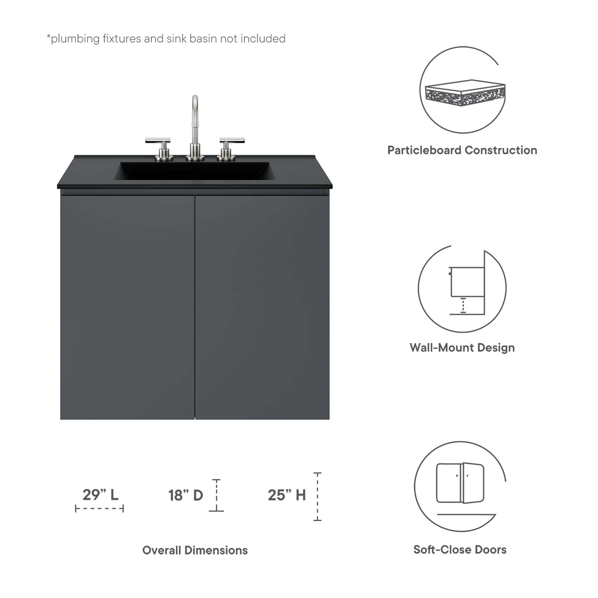 Bryn 30" Wall-Mount Bathroom Vanity (Sink Basin Not Included) - White