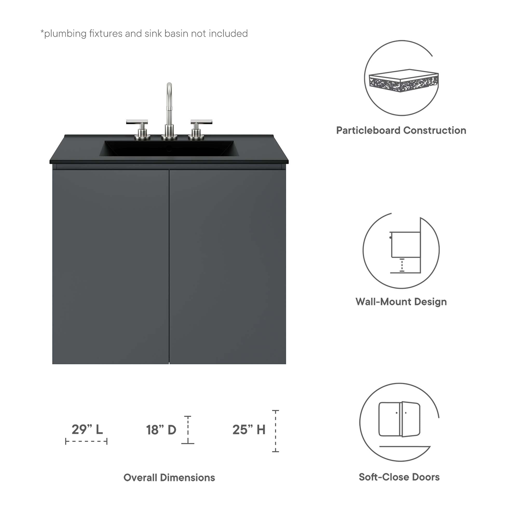 Bryn 30" Wall-Mount Bathroom Vanity (Sink Basin Not Included) - White