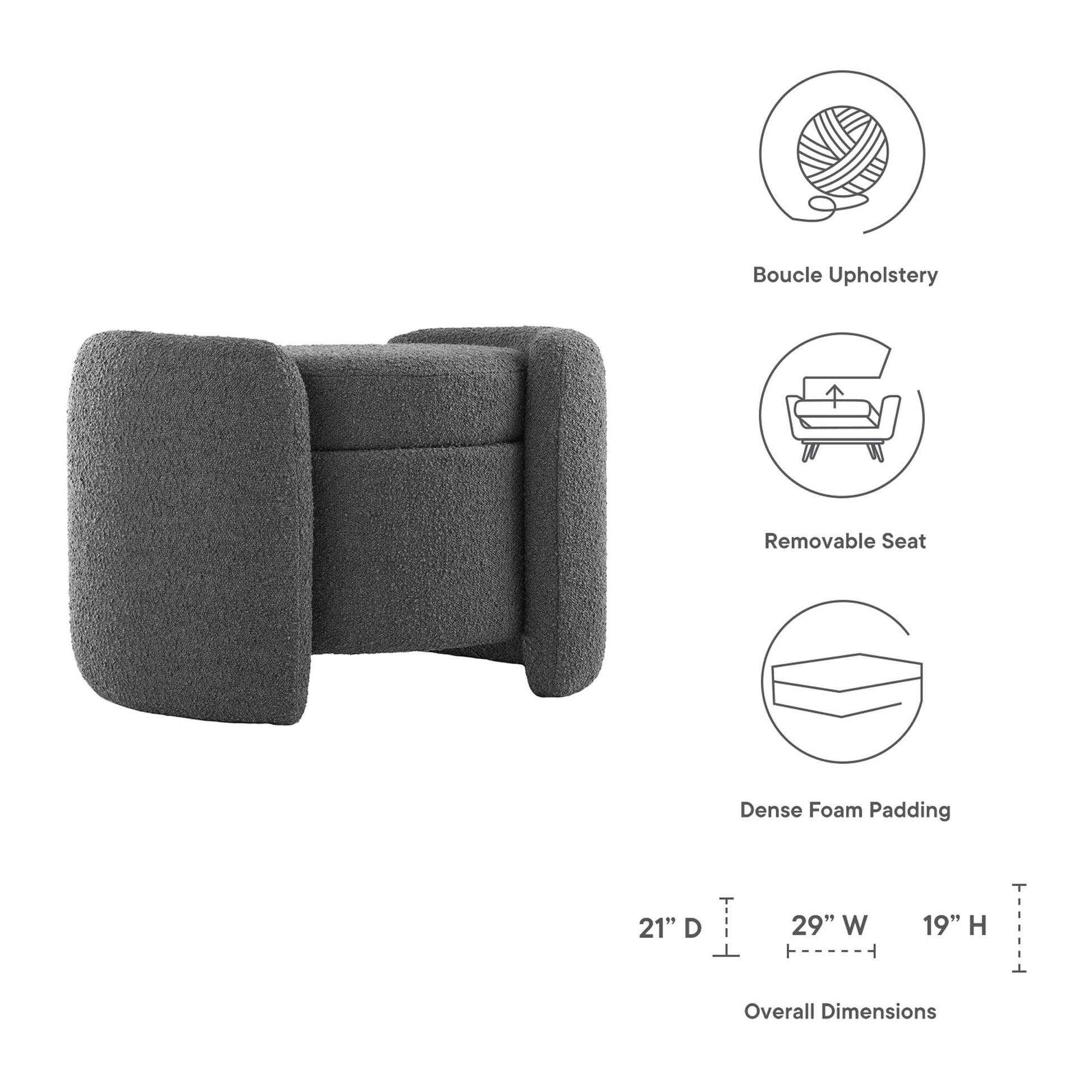 Nebula Boucle Upholstered Ottoman - Ivory